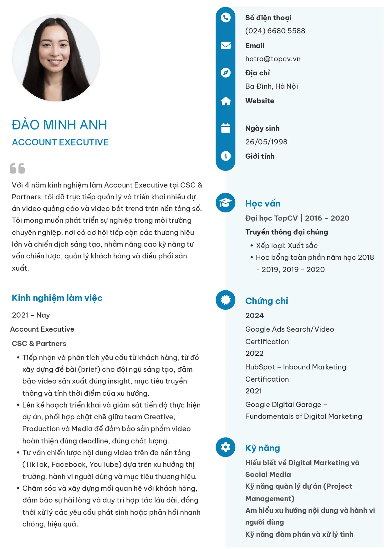 Mẫu CV Account Executive style Basic 4