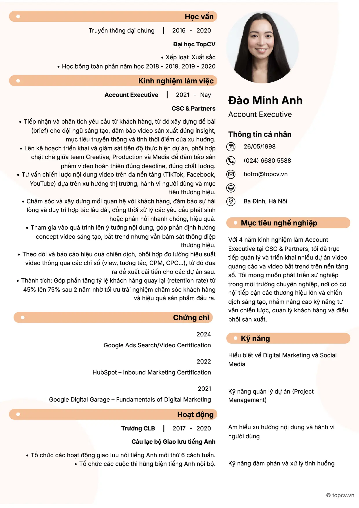 Mẫu CV Account Executive style Basic 5