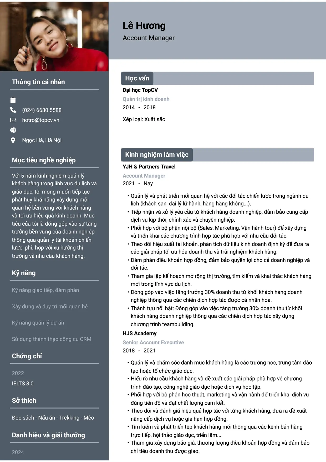 Mẫu CV xin việc Account Manager style Basic 1