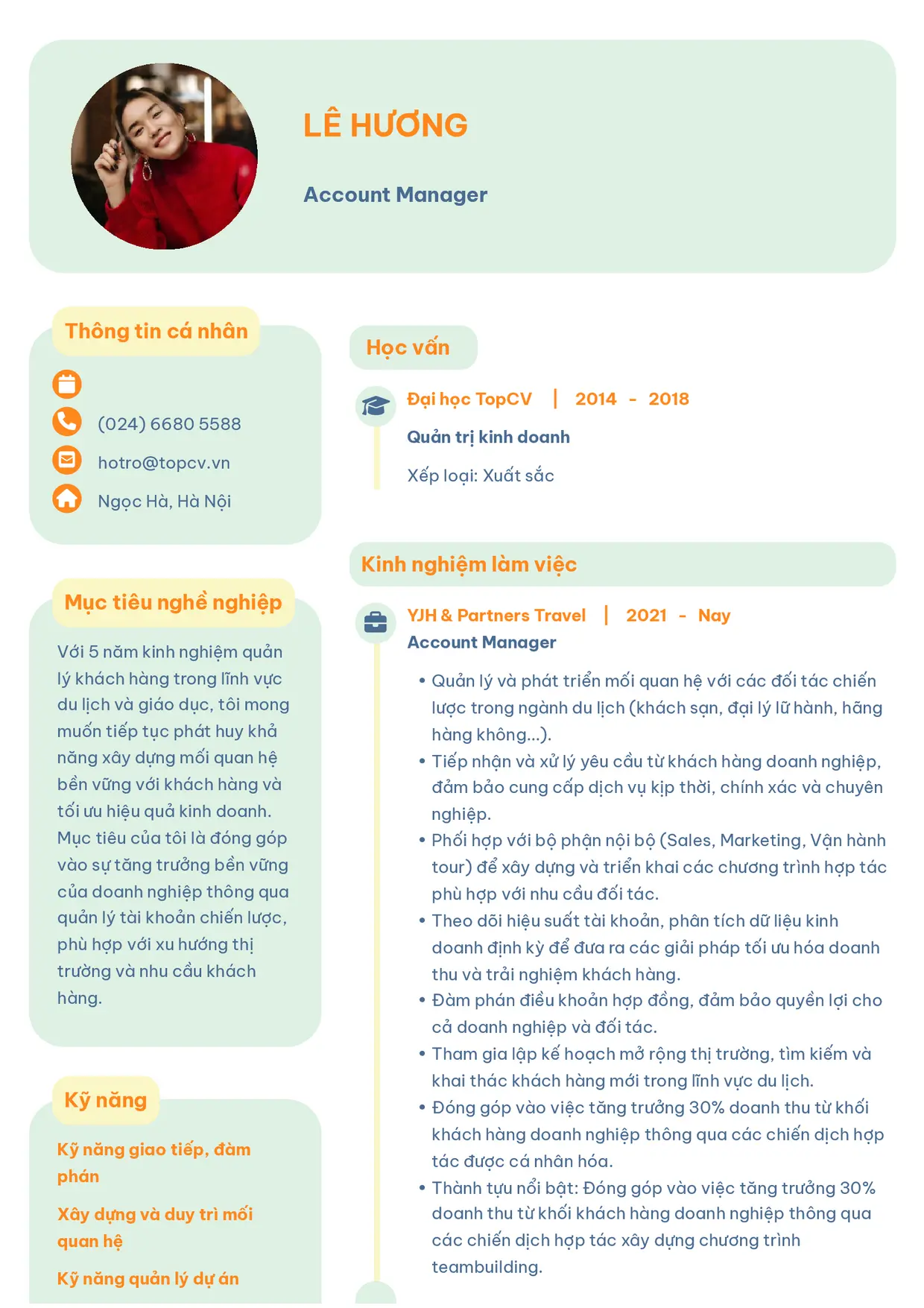 Mẫu CV xin việc Account Manager style Basic 3