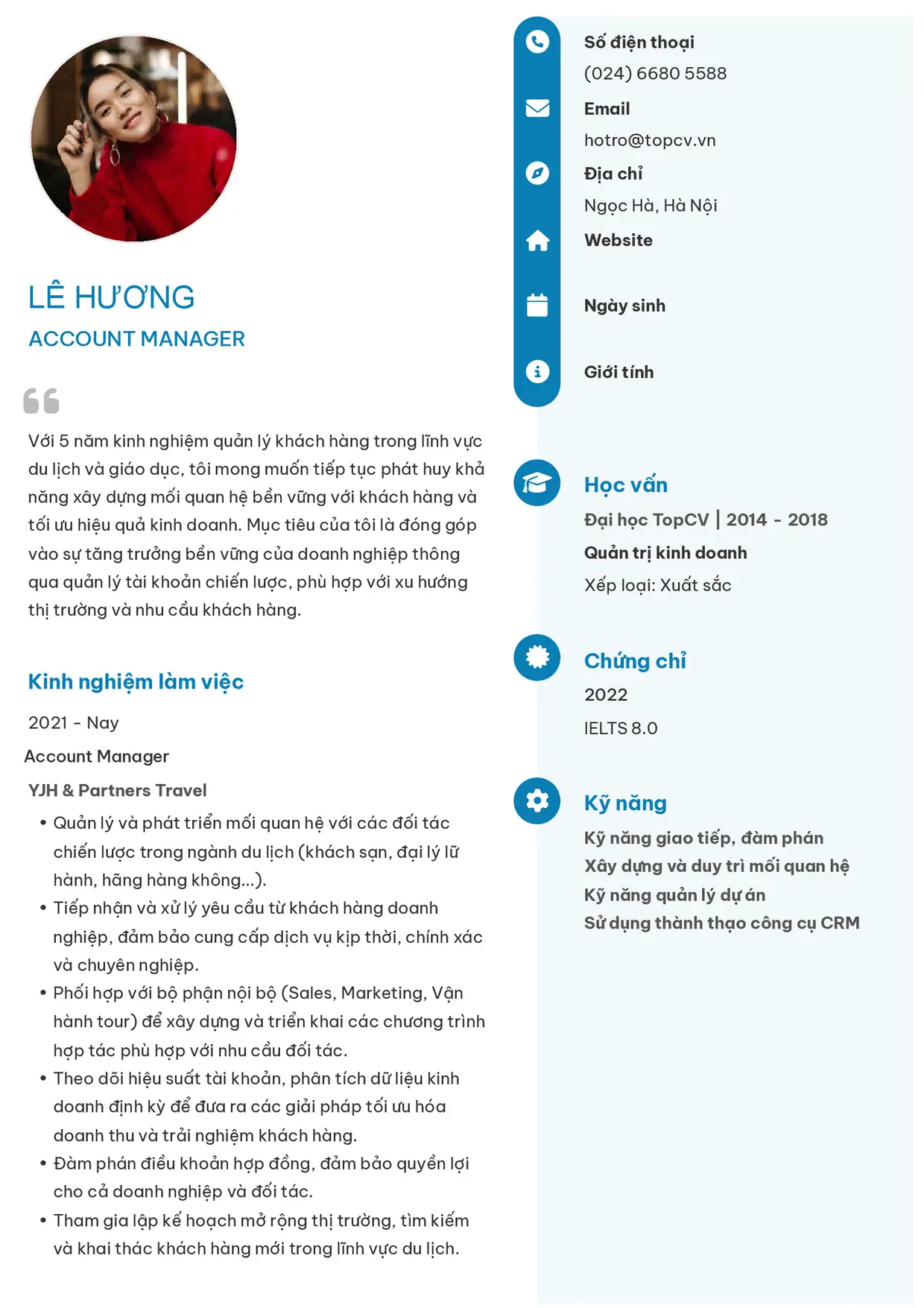 Mẫu CV xin việc Account Manager style Basic 4