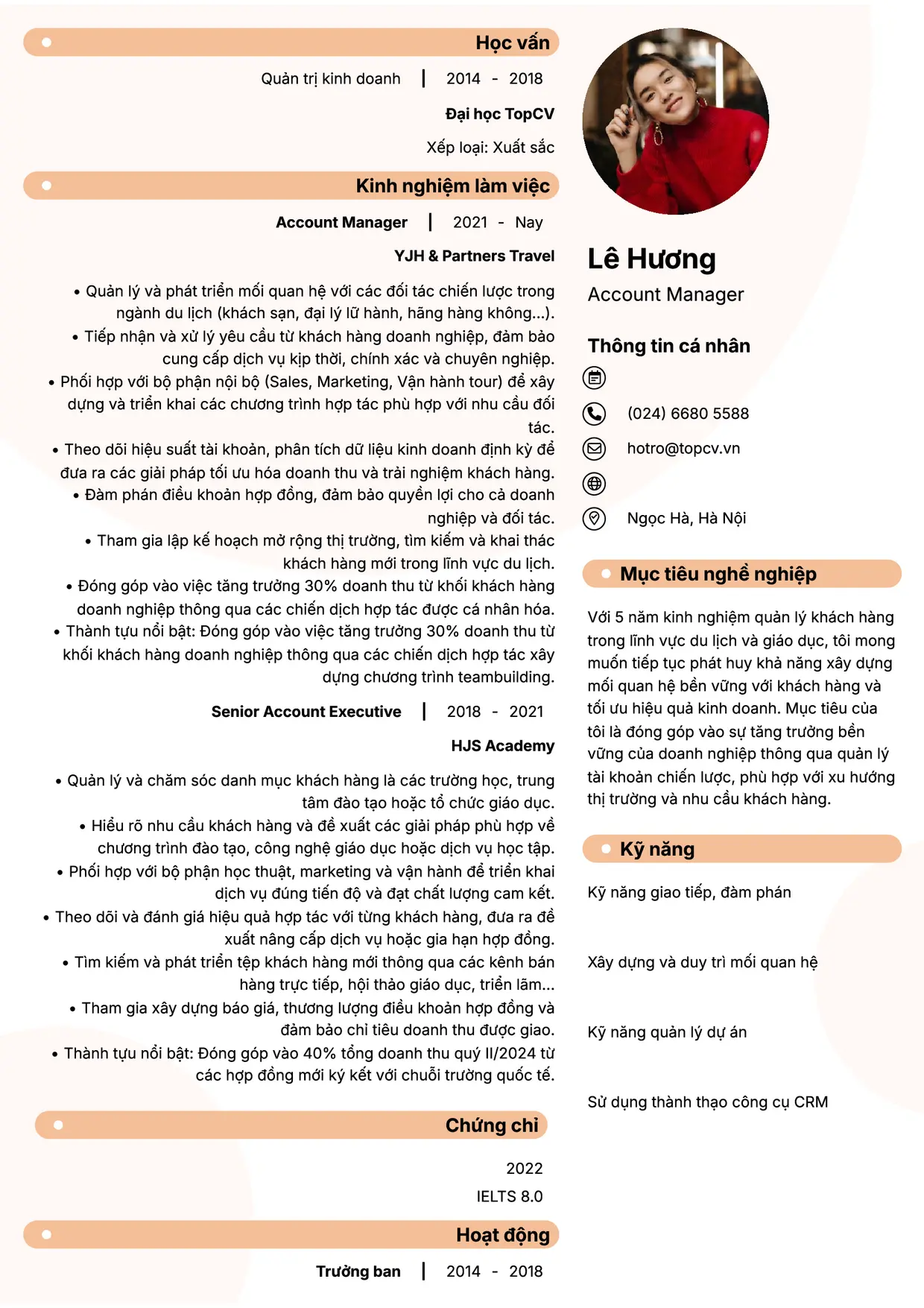 Mẫu CV xin việc Account Manager style Basic 5