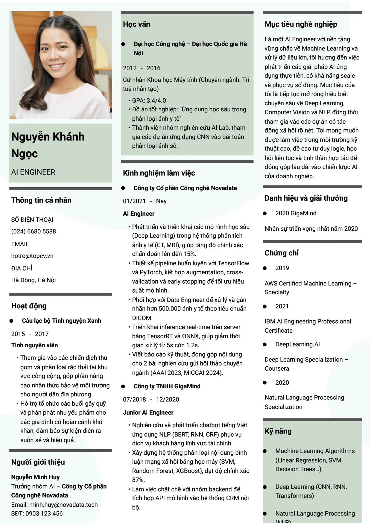 Mẫu CV xin việc AI Engineer style Thời đại