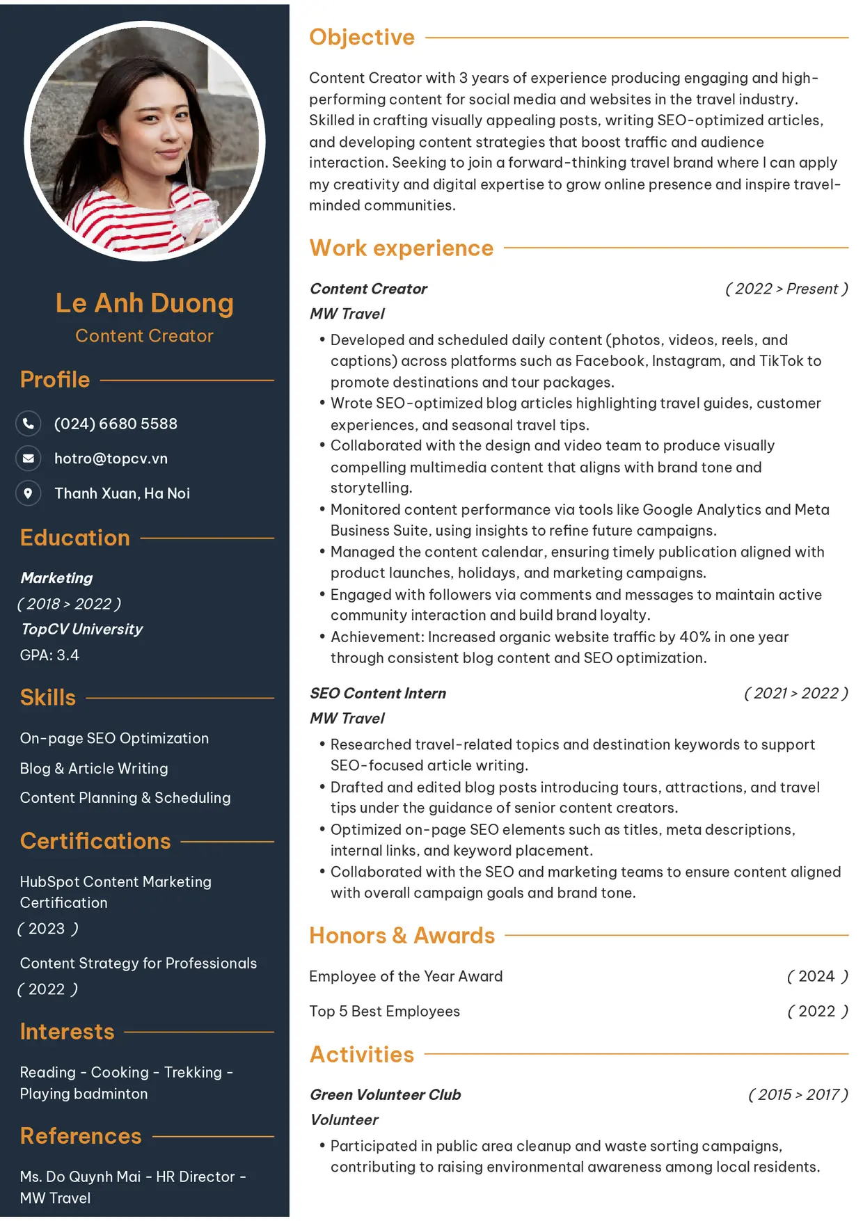 Mẫu CV xin việc Content Creator style Tham vọng 1