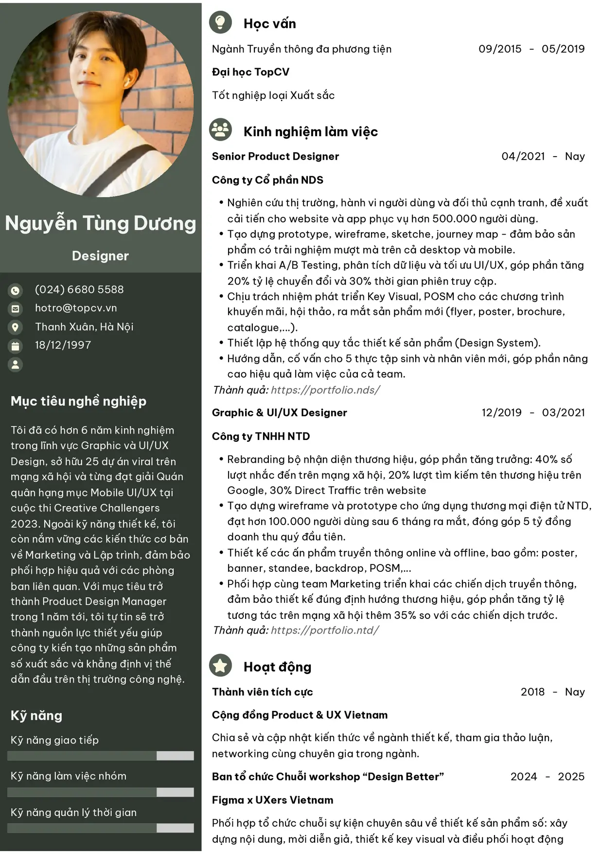 Mẫu CV xin việc Designer style Ấn tượng 2