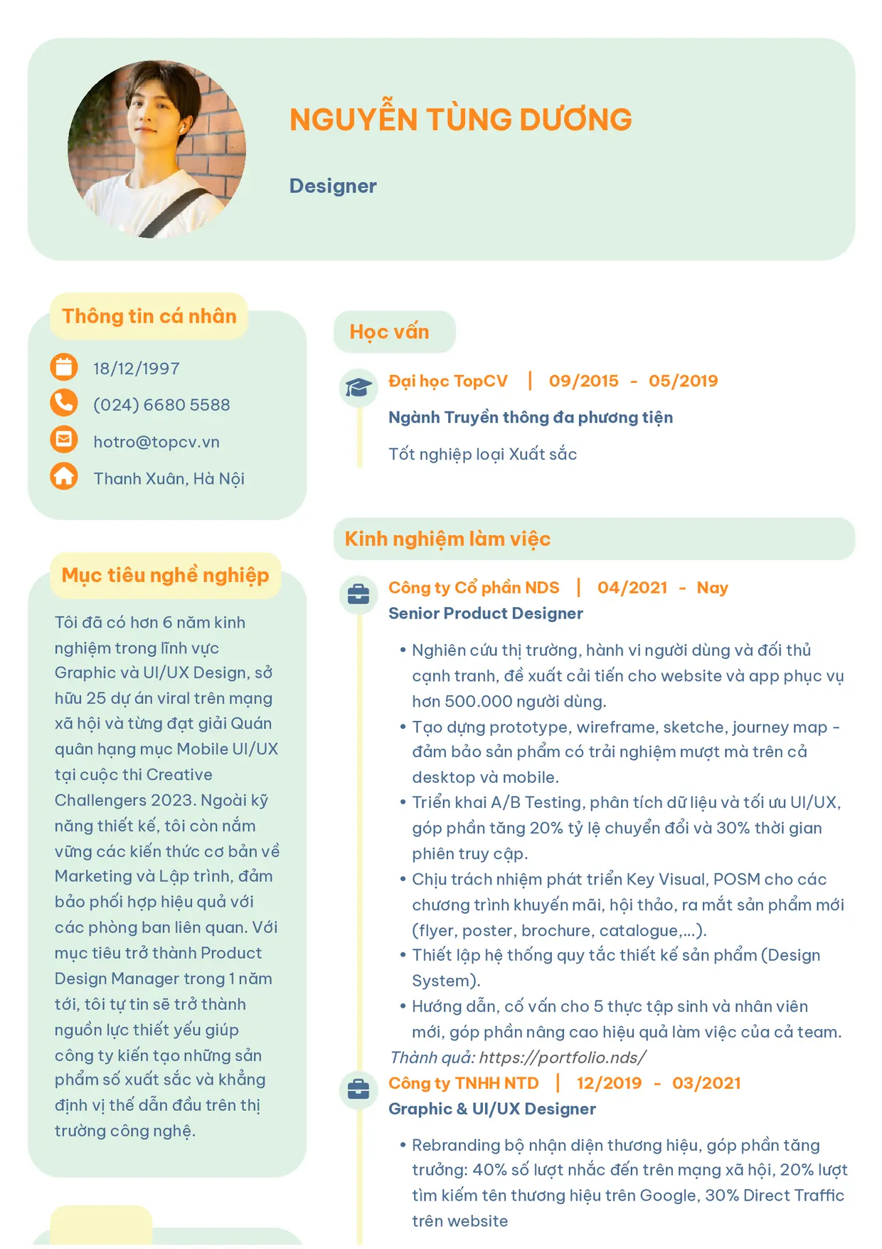 Mẫu CV xin việc Designer style Basic 3