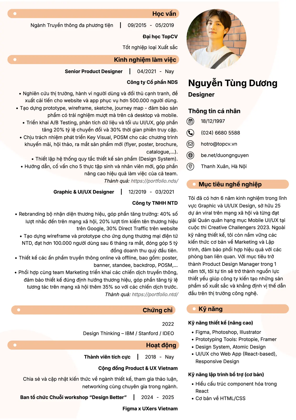 Mẫu CV xin việc Designer style Basic 5