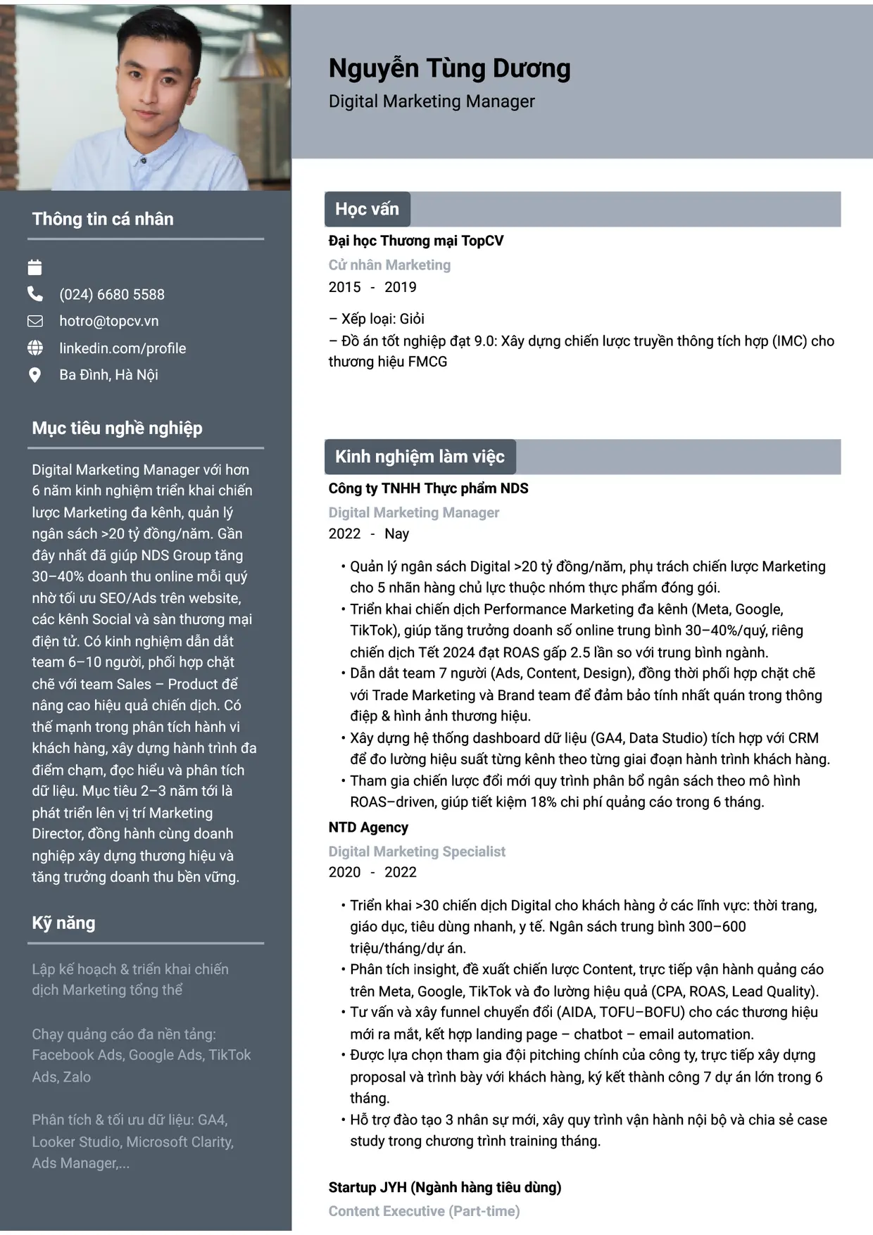 Mẫu CV Digital Marketing Manager style Basic 1
