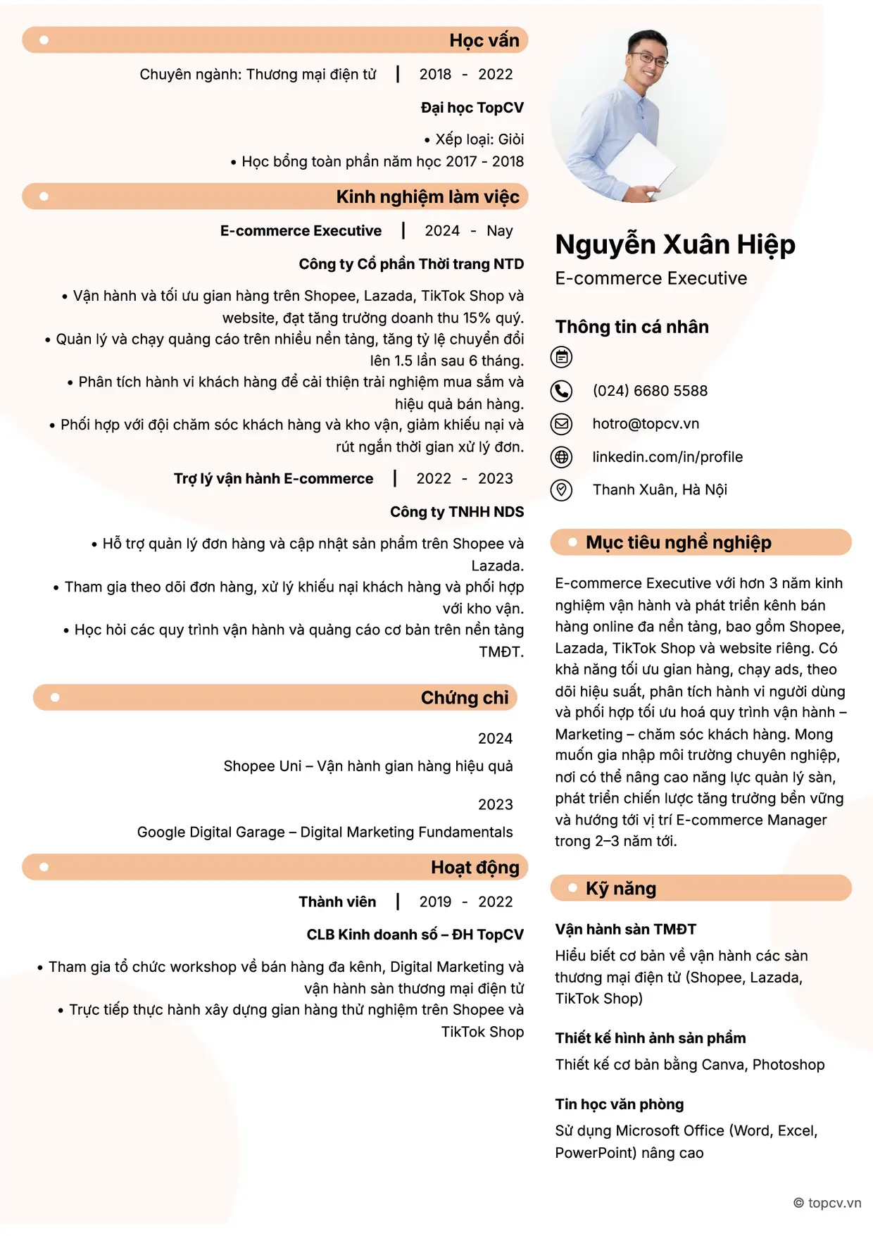 Mẫu CV E-commerce Executive style Basic 5