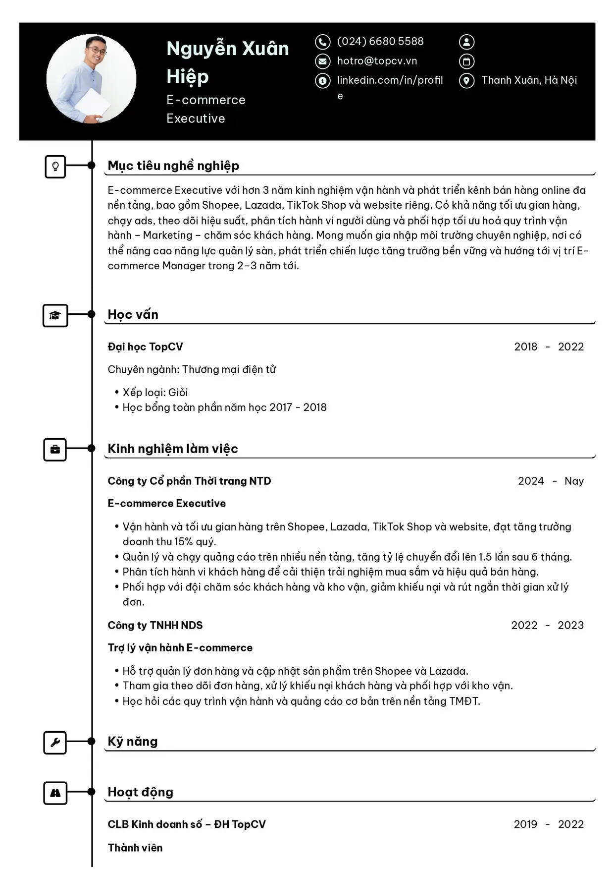 Mẫu CV E-commerce Executive style Cao Cấp