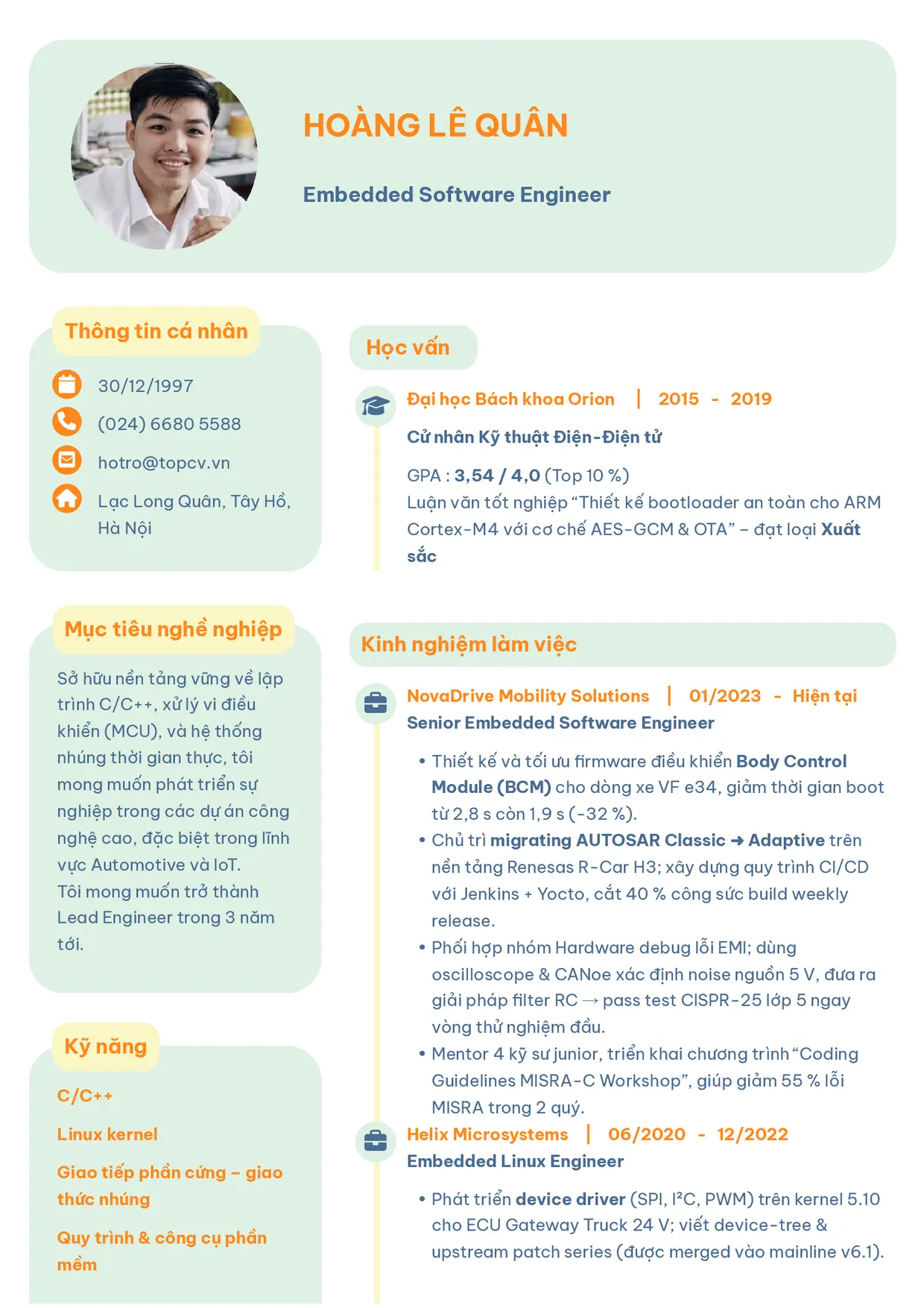 Mẫu CV Embedded Engineer style Basic 3