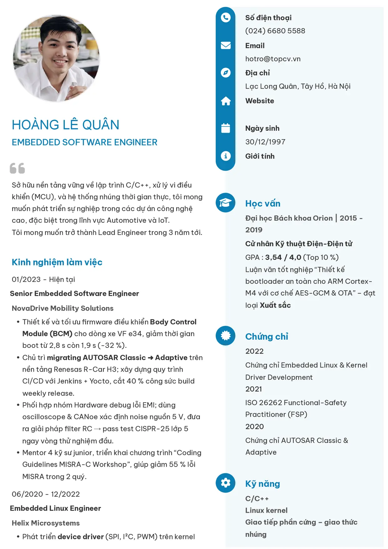 Mẫu CV Embedded Engineer style Basic 4
