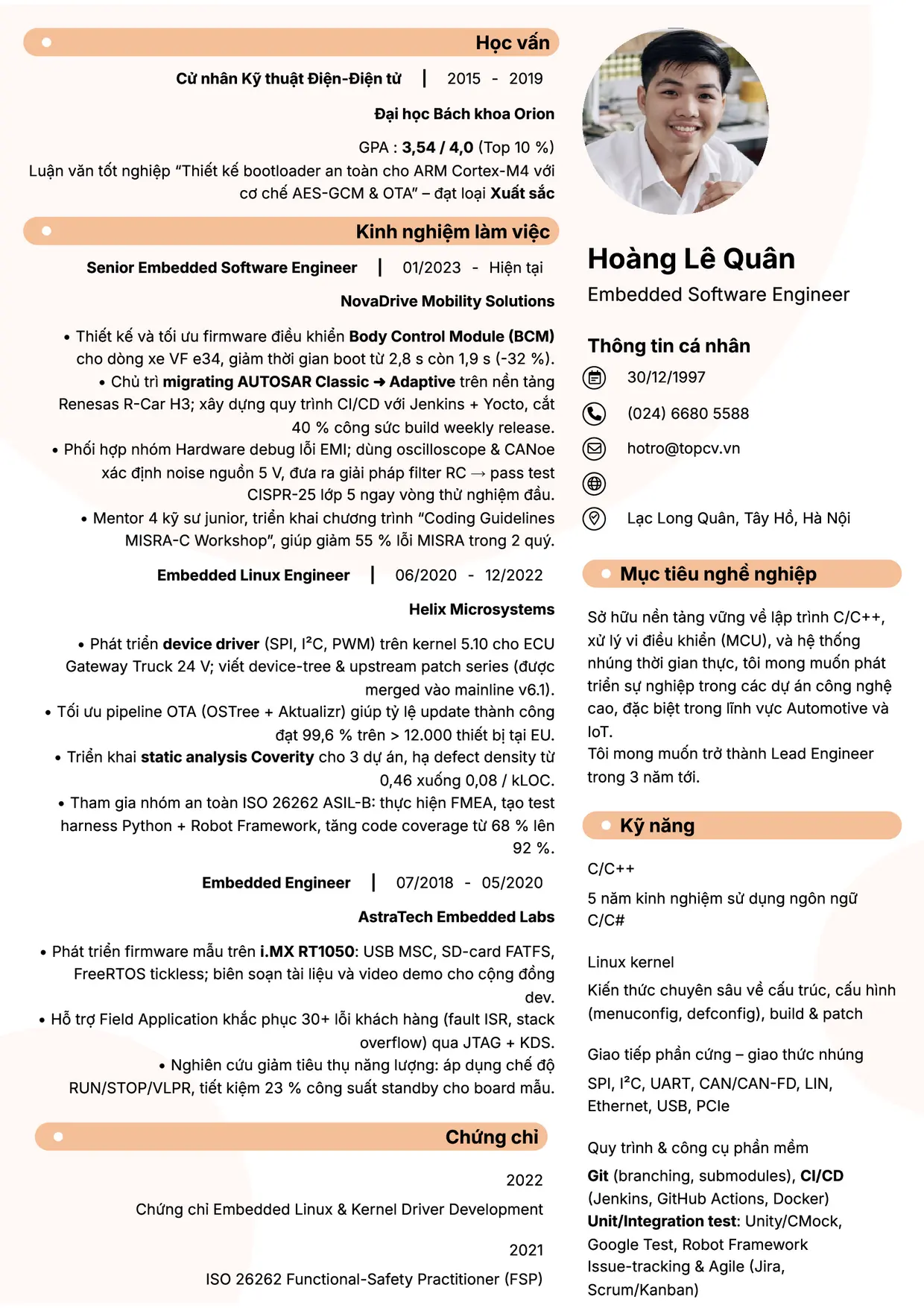Mẫu CV Embedded Engineer style Basic 5