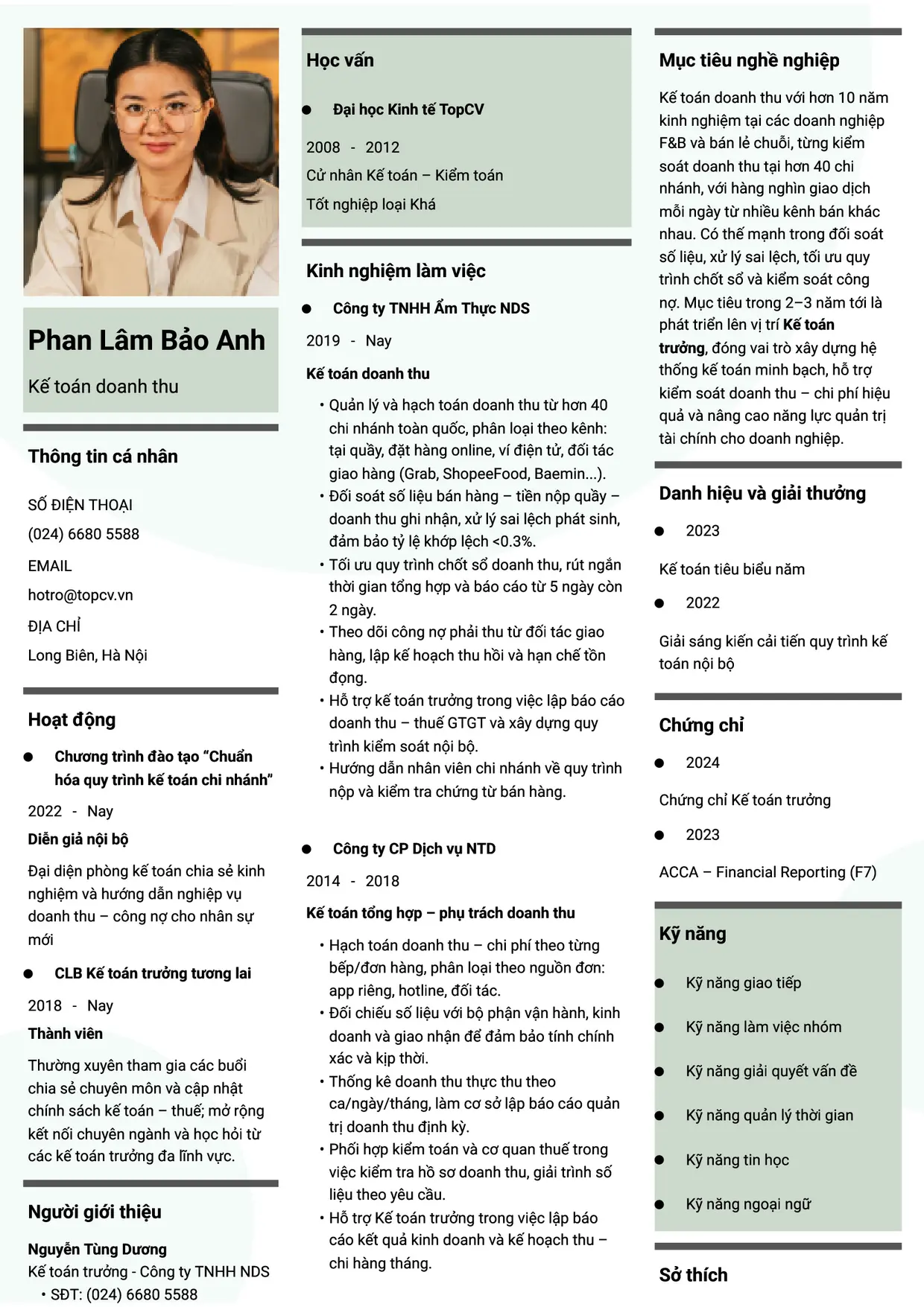 Mẫu CV Kế toán doanh thu style Thời đại