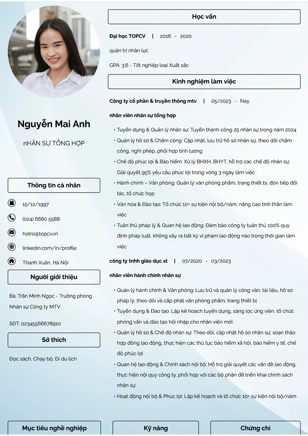Mẫu CV xin việc Nhân sự tổng hợp style Đam mê