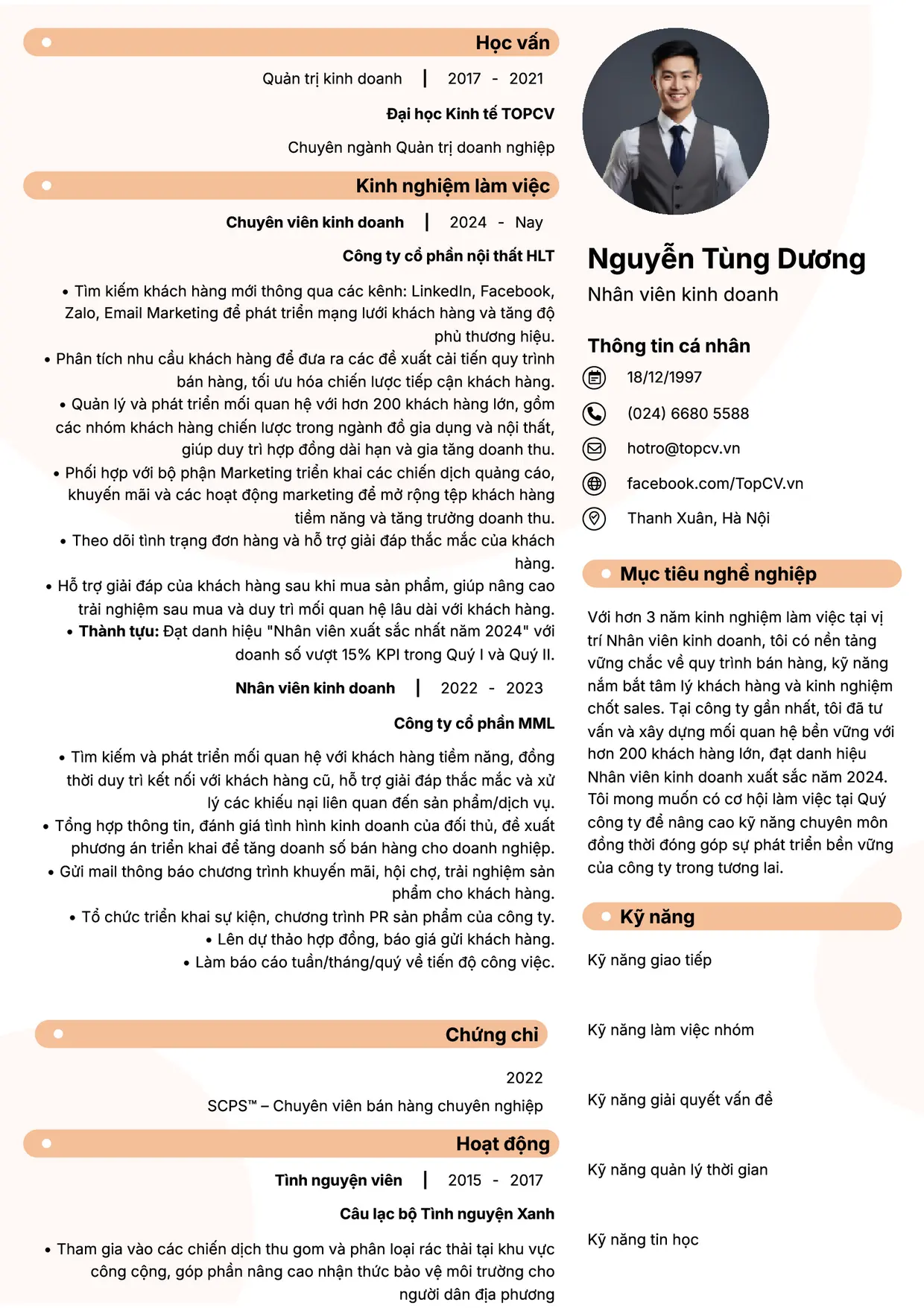 Mẫu CV xin việc Nhân viên kinh doanh style Basic 5