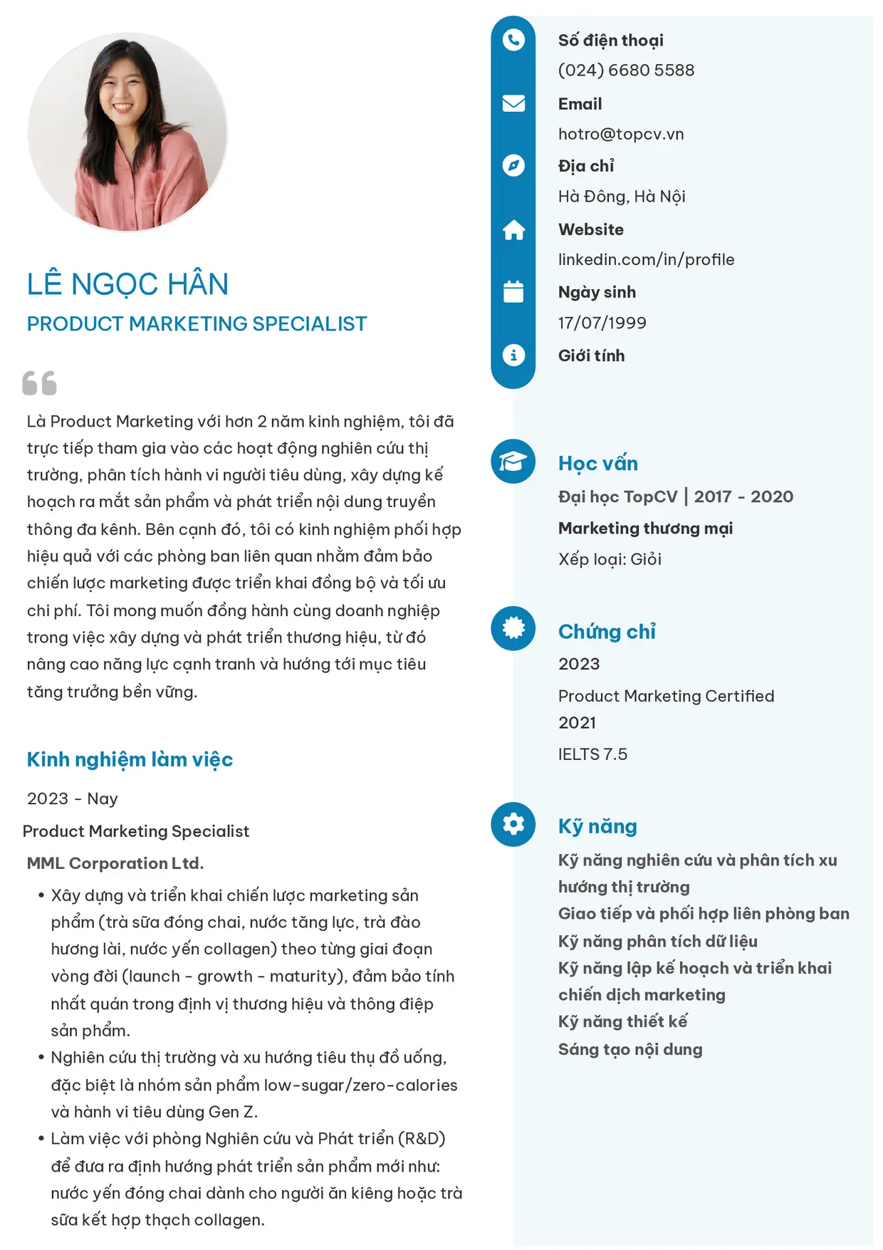 Mẫu CV Product Marketing style Basic 4