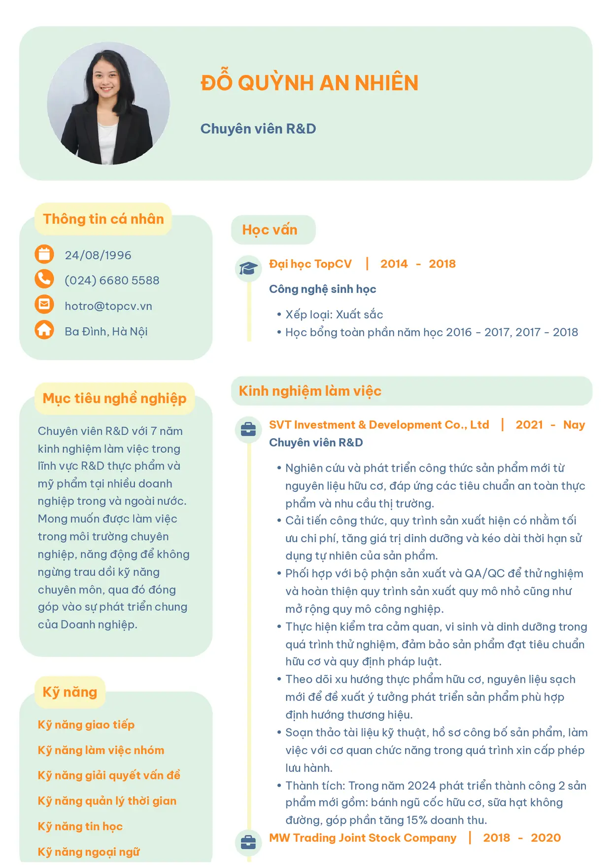 Mẫu CV R&D style Basic 3