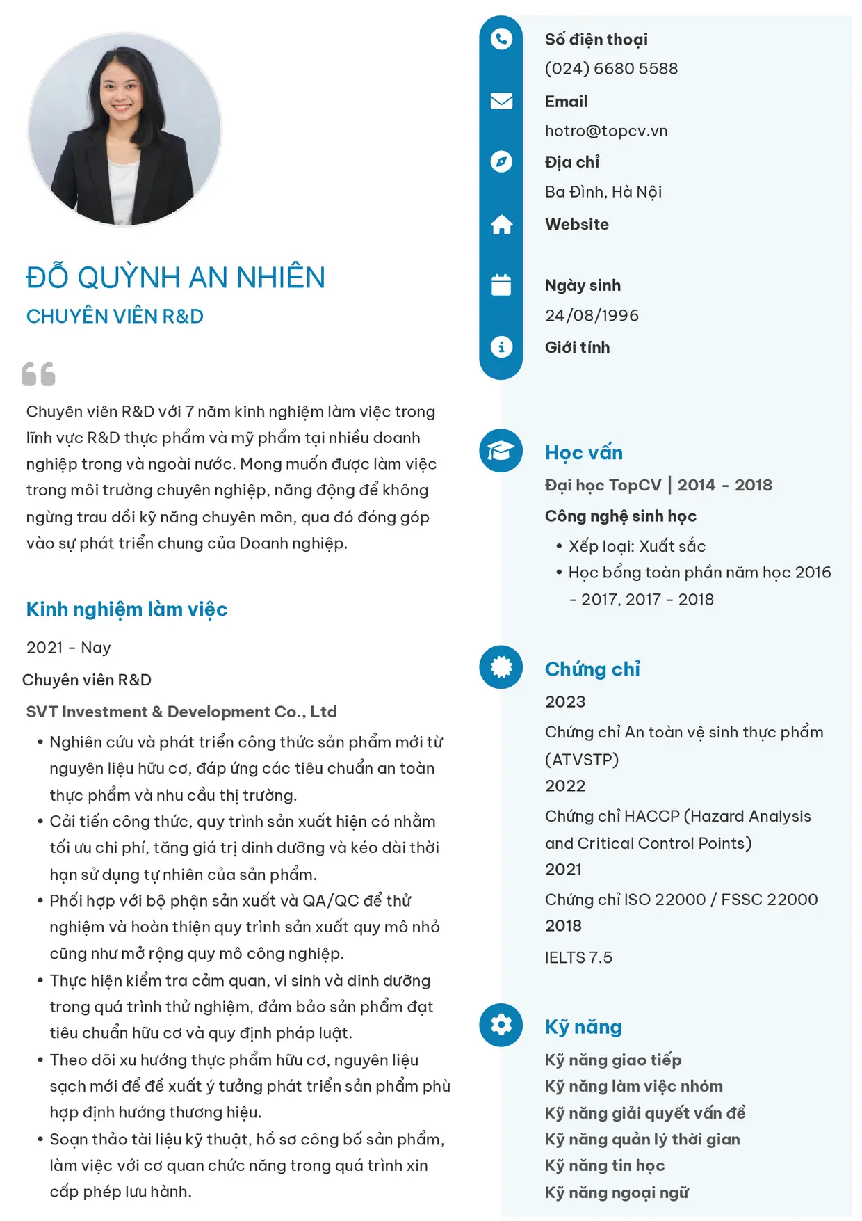 Mẫu CV R&D style Basic 4