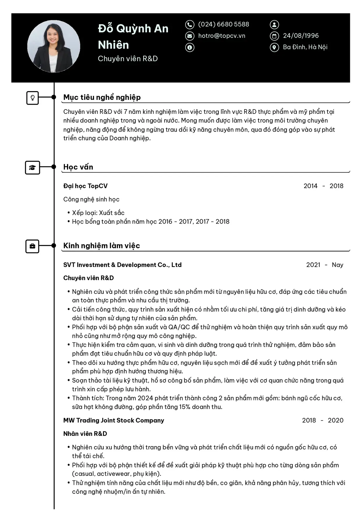 Mẫu CV R&D style Cao Cấp