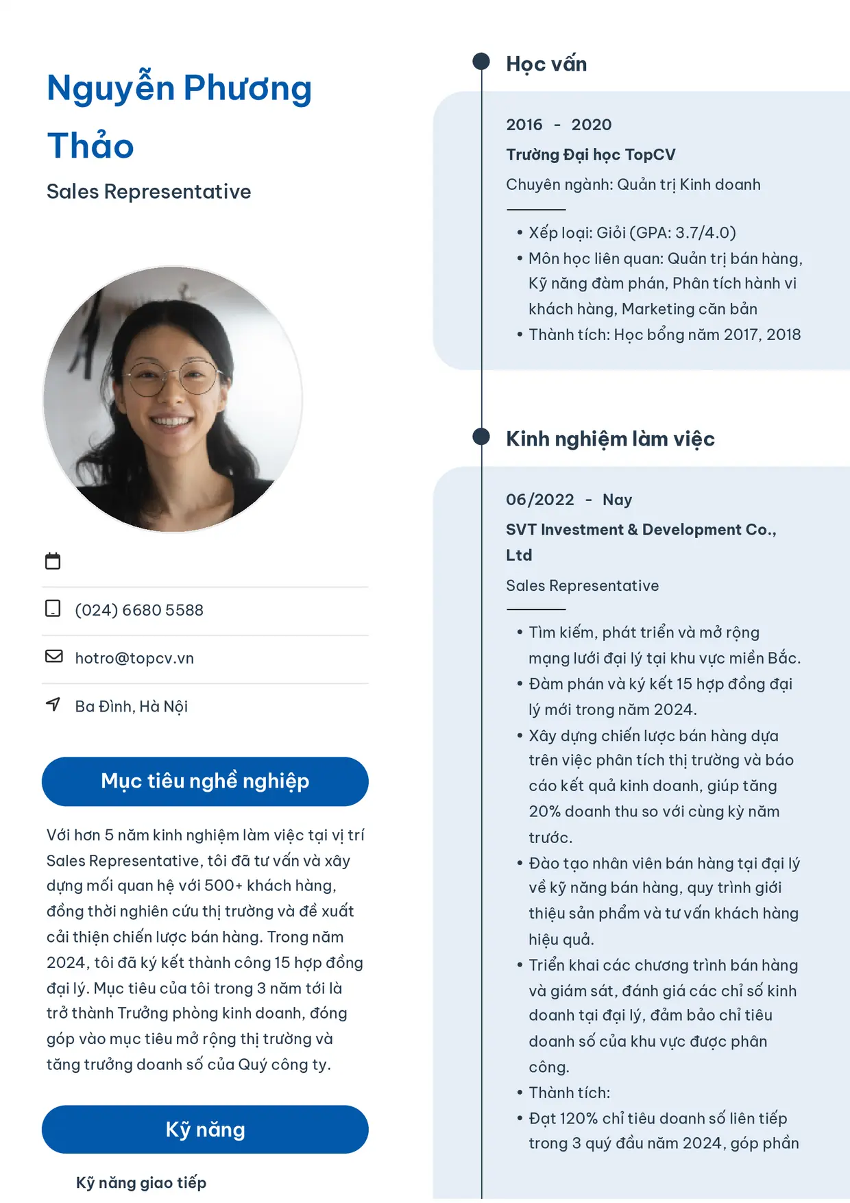 Mẫu CV Sales Representative style Sinh viên 3