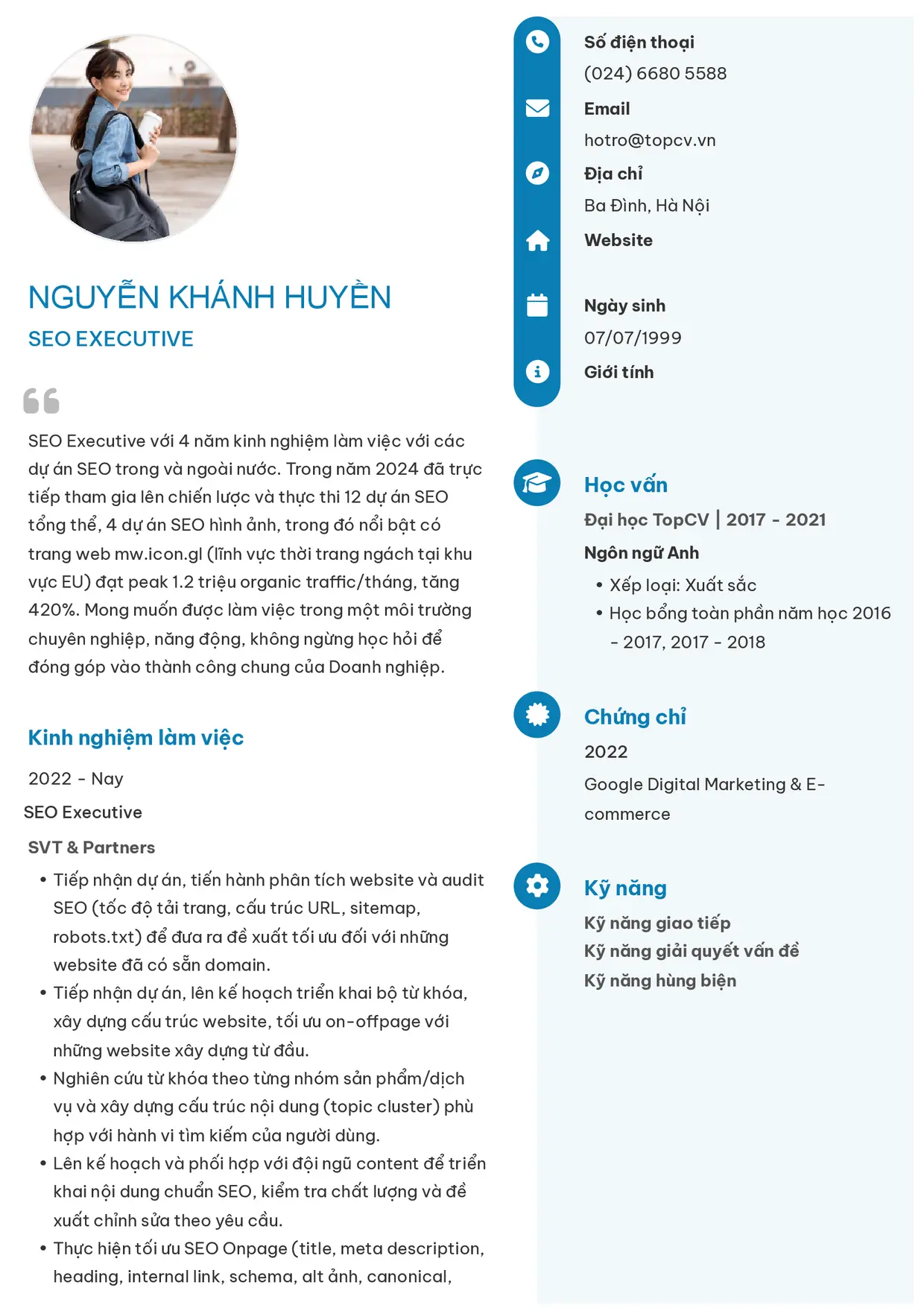 Mẫu CV SEO Executive style Basic 4