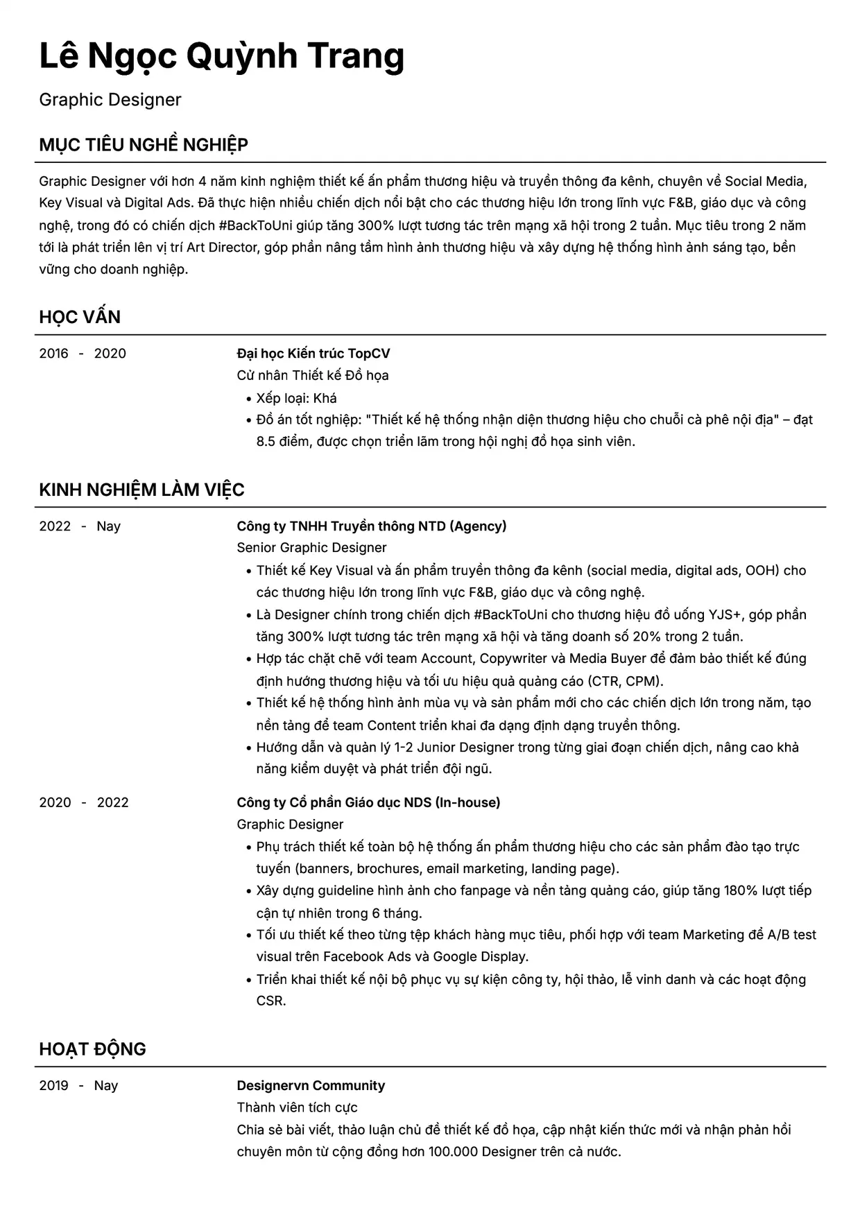 Mẫu CV xin việc Thiết kế đồ họa style Headhunt