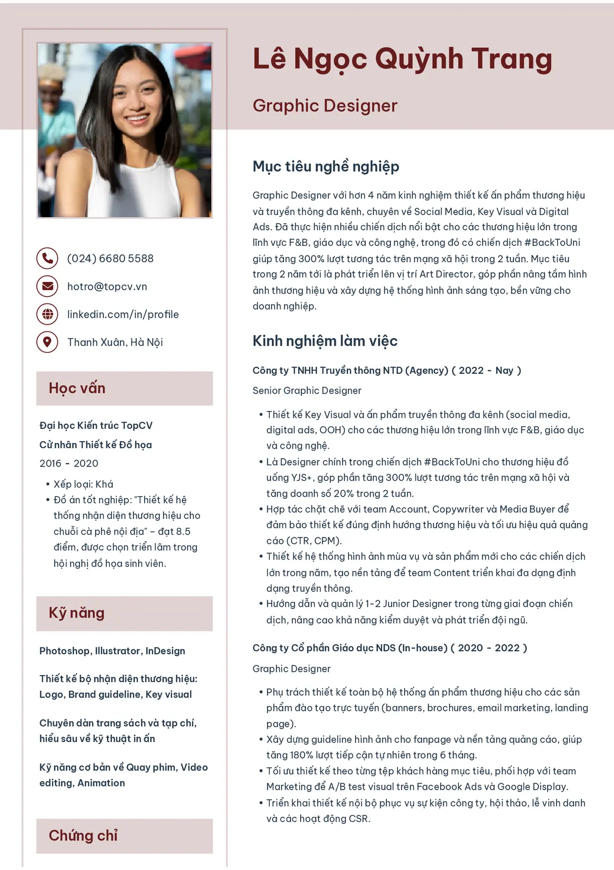 Mẫu CV xin việc Thiết kế đồ họa style Thanh nhã