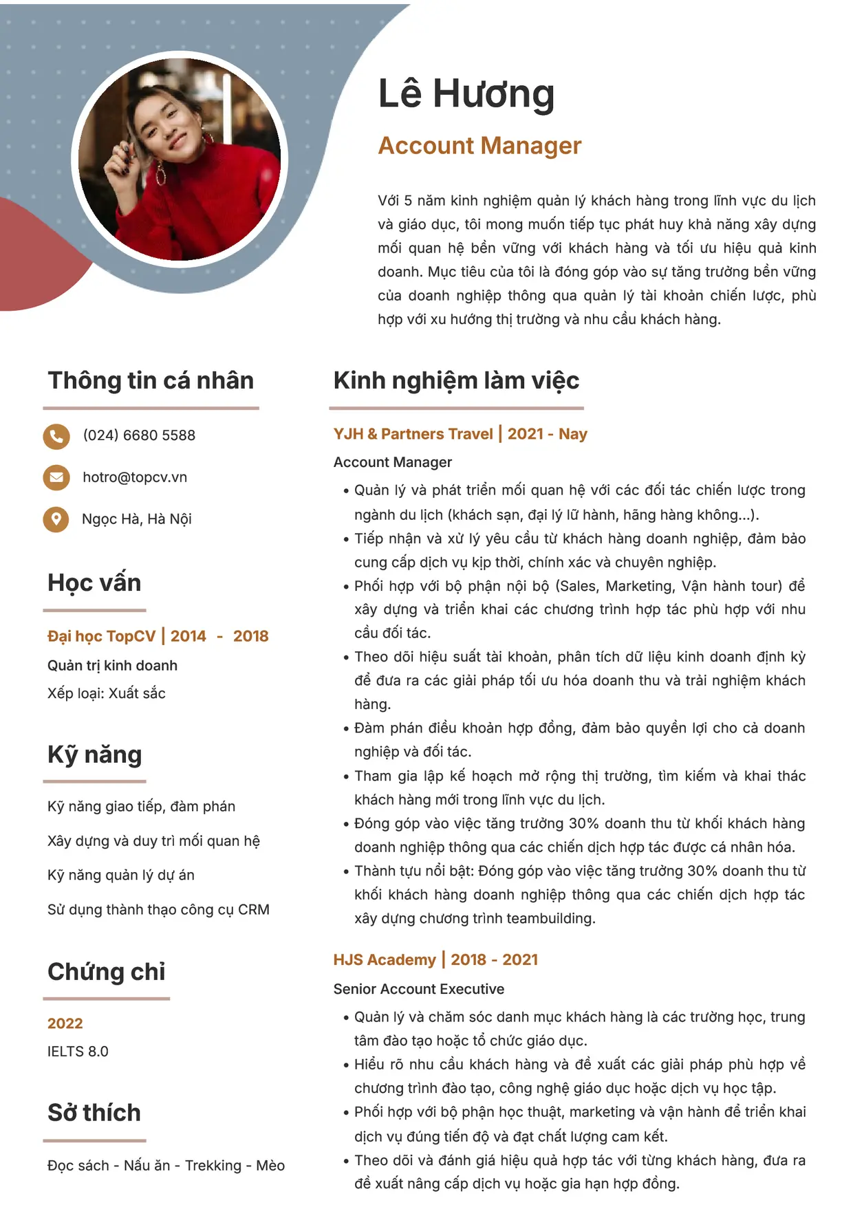 Mẫu CV xin việc Account Manager