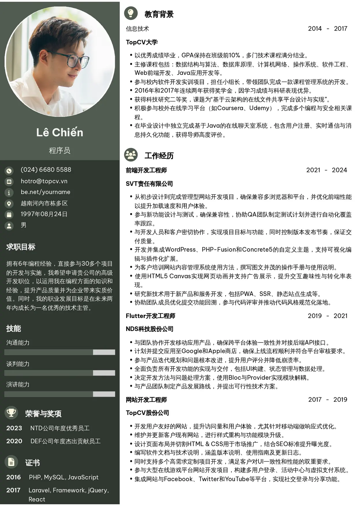 Mẫu CV Ấn tượng 2