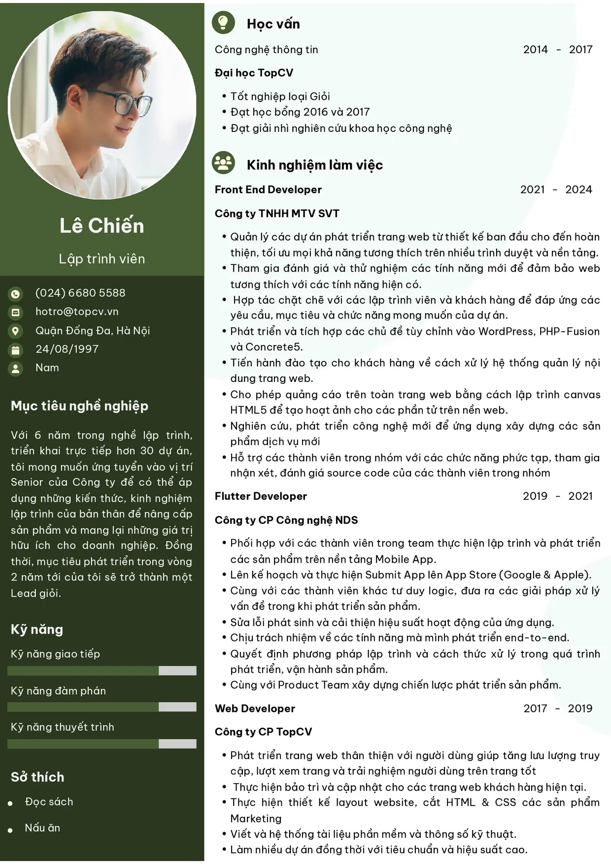Mẫu CV xin việc Lập trình viên
