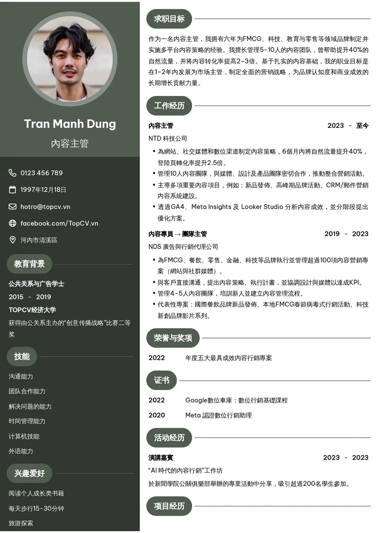 Mẫu CV Ấn tượng 6