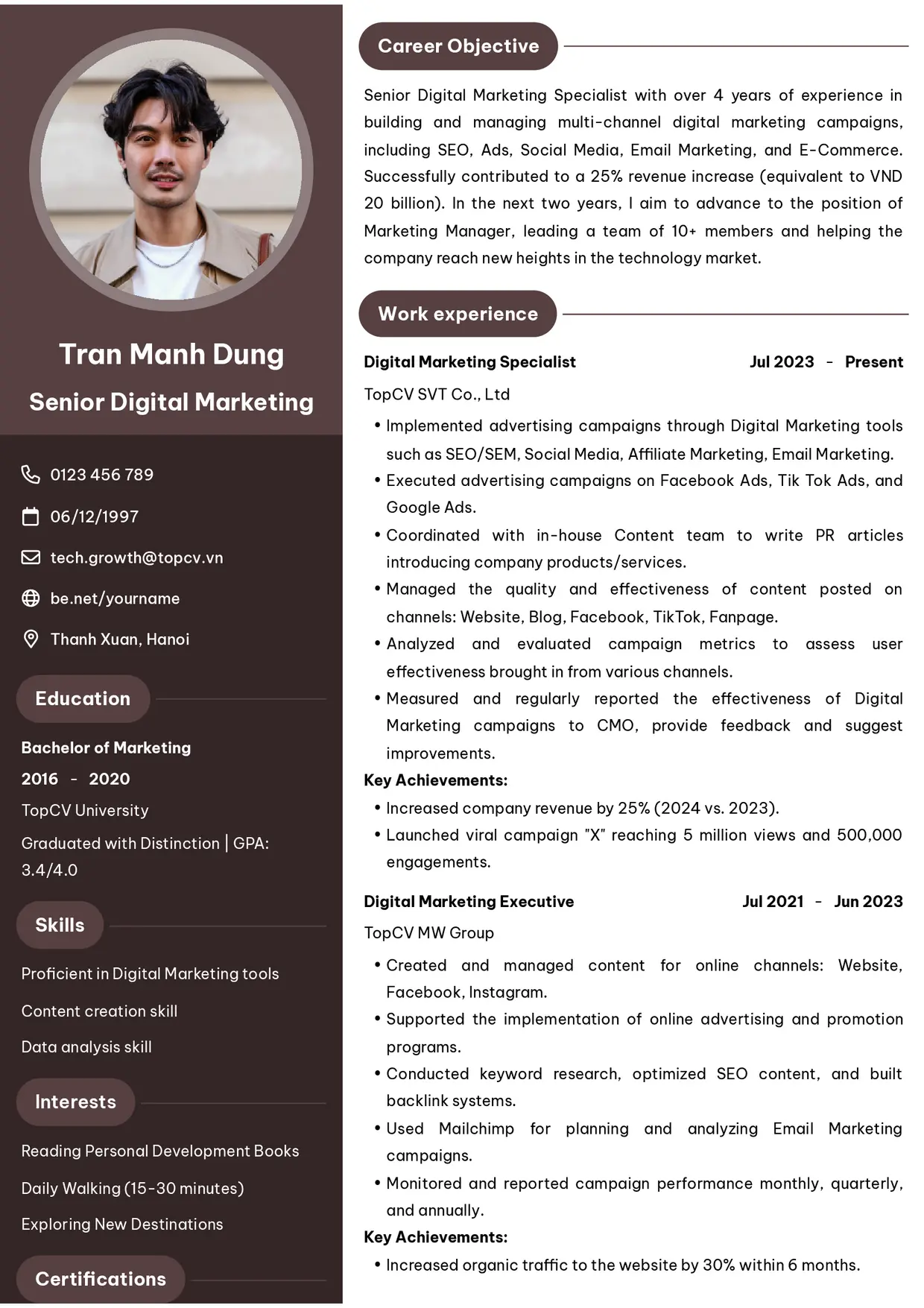 Mẫu CV xin việc Ấn tượng 6