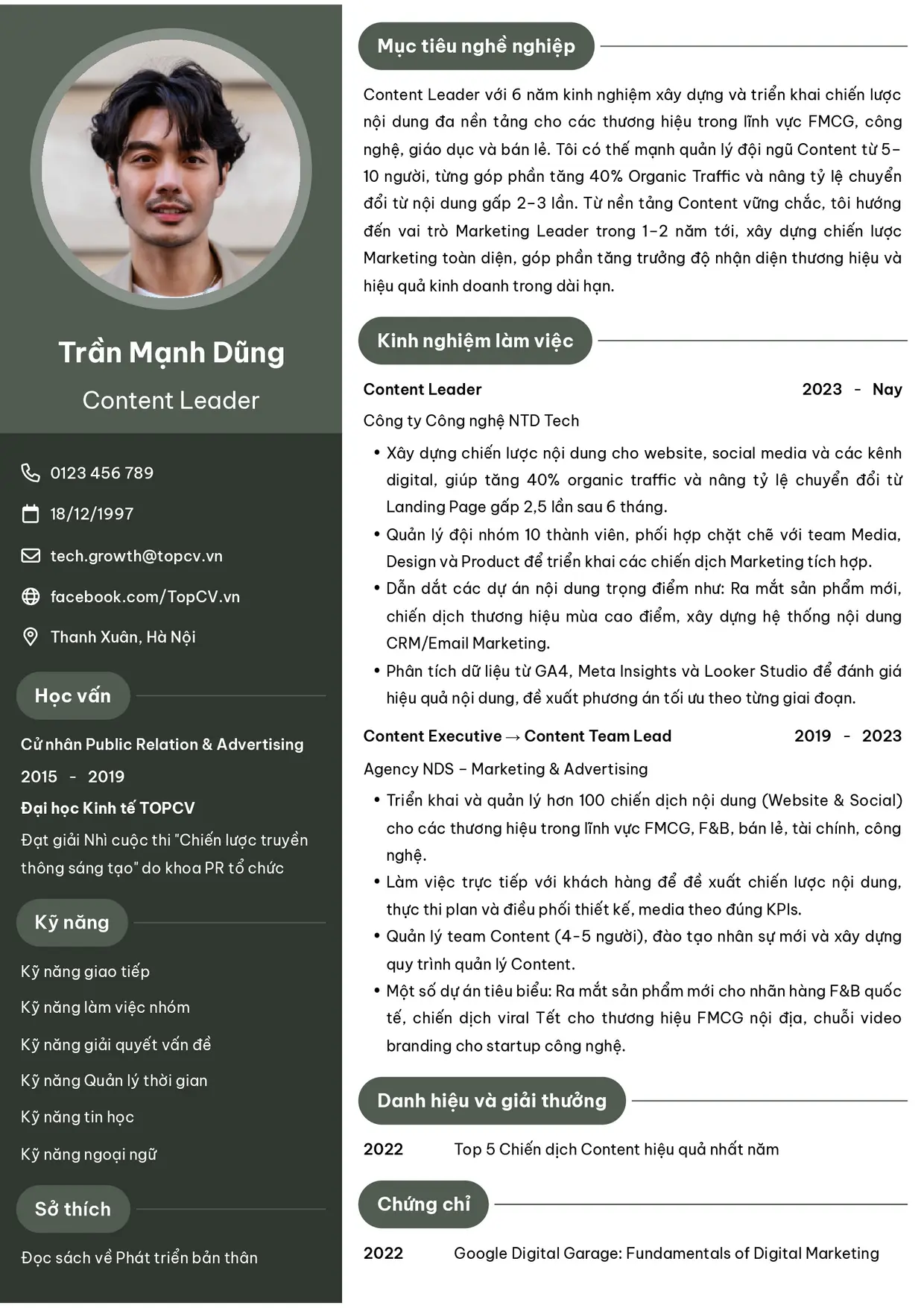 Mẫu CV Ấn tượng 6