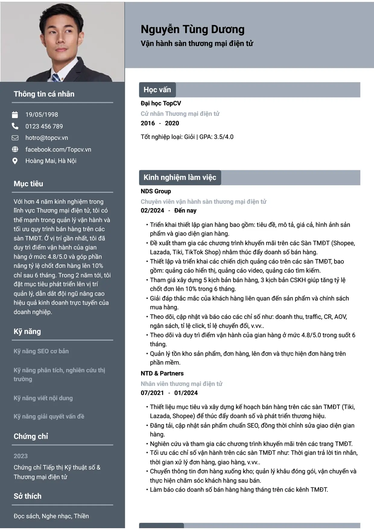 Mẫu CV xin việc Basic 1