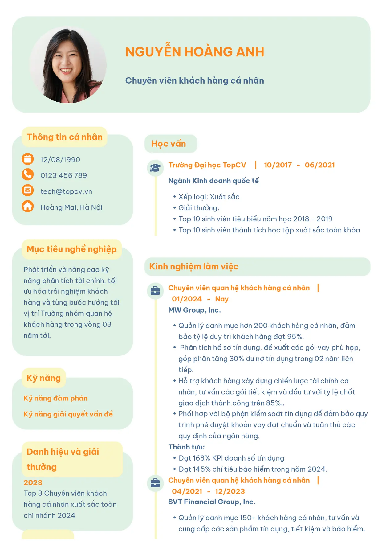 Mẫu CV xin việc tiếng Việt - Basic 3