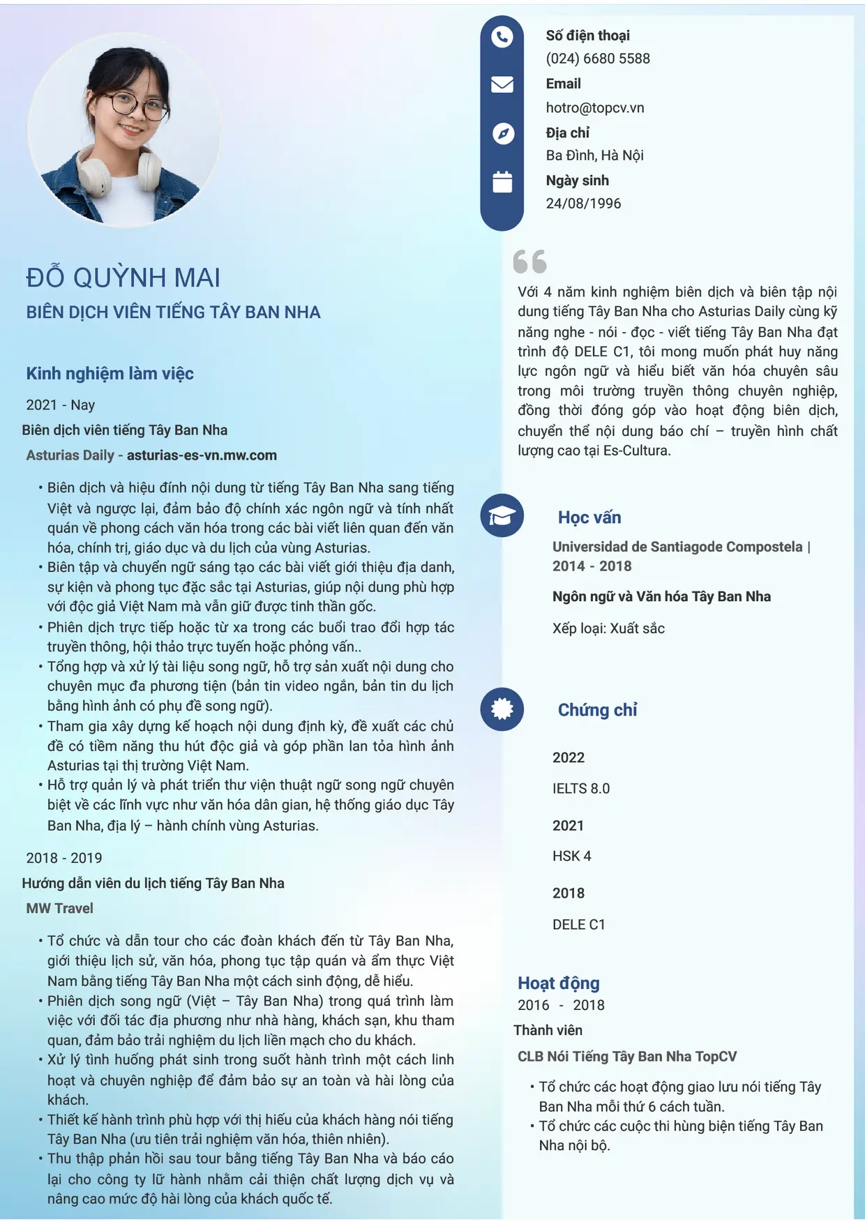 Mẫu CV xin việc Dịch thuật
