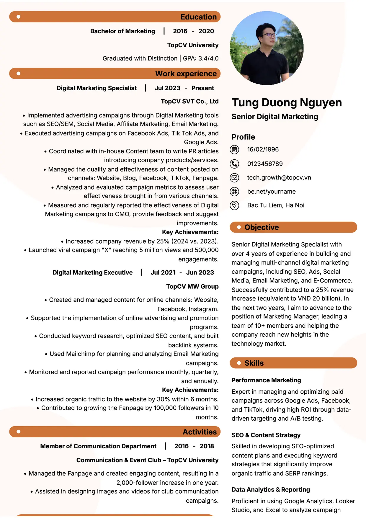 Mẫu CV xin việc tiếng Anh - Basic 5