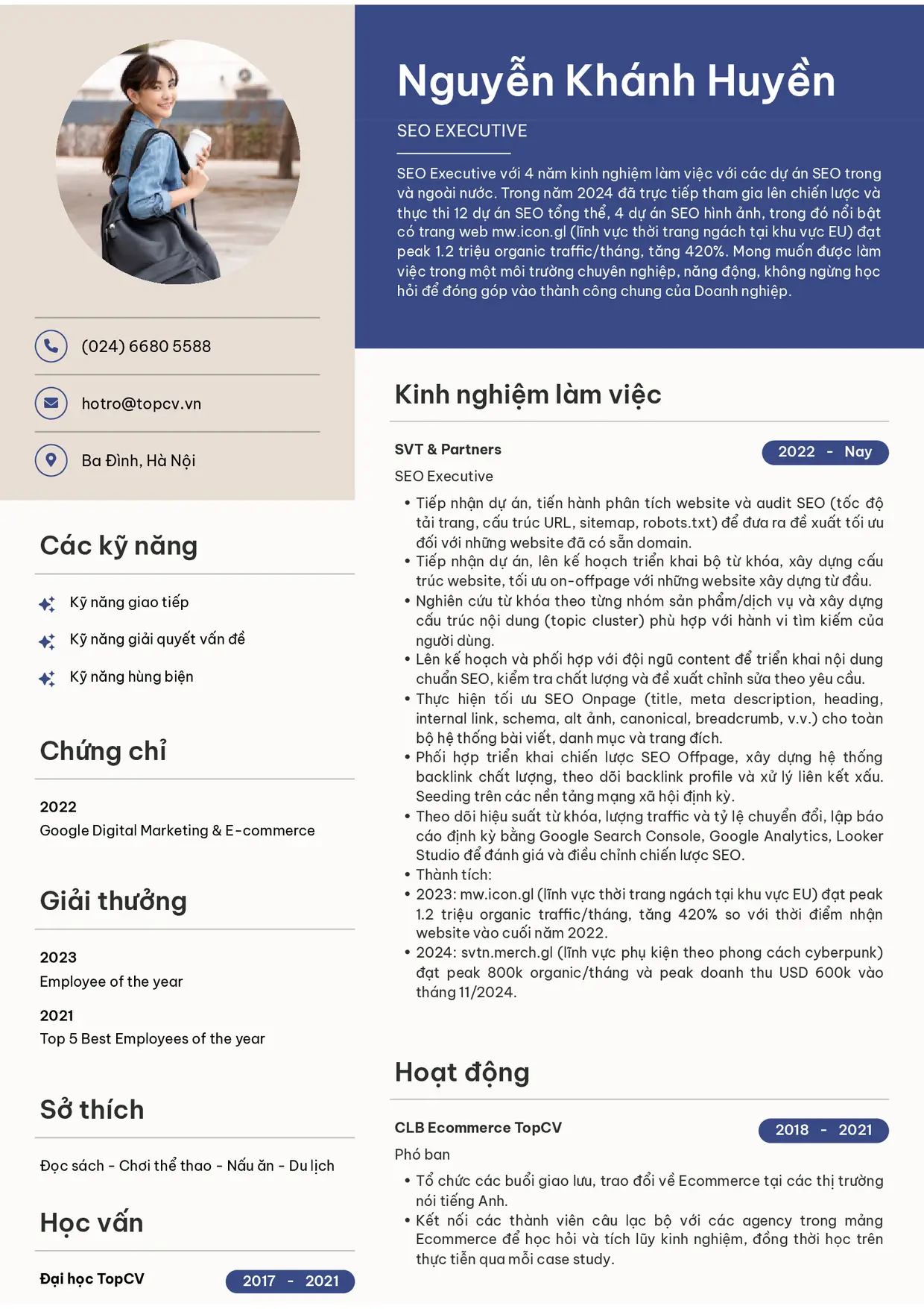Mẫu CV xin việc SEO Executive