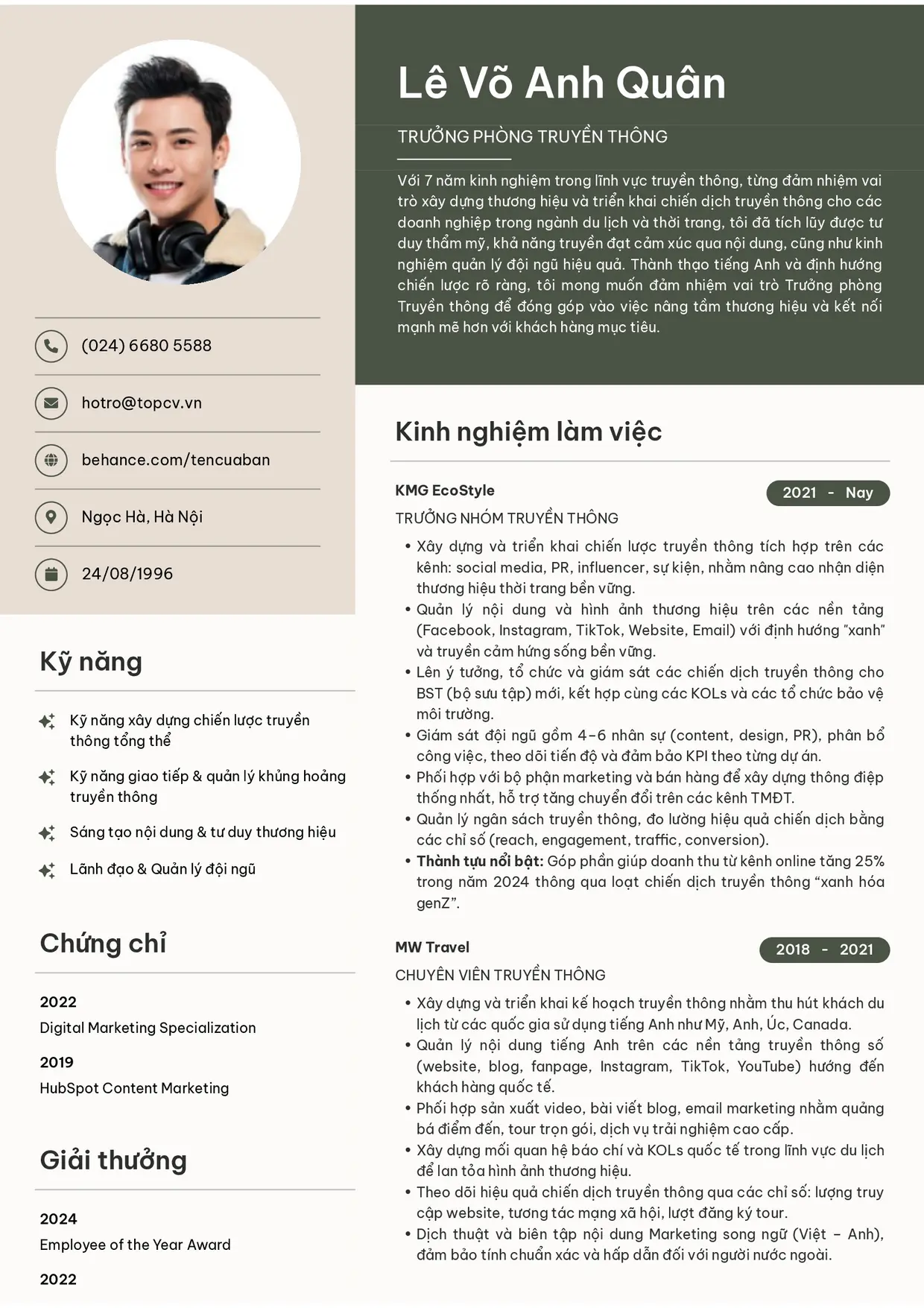 Mẫu CV Bright