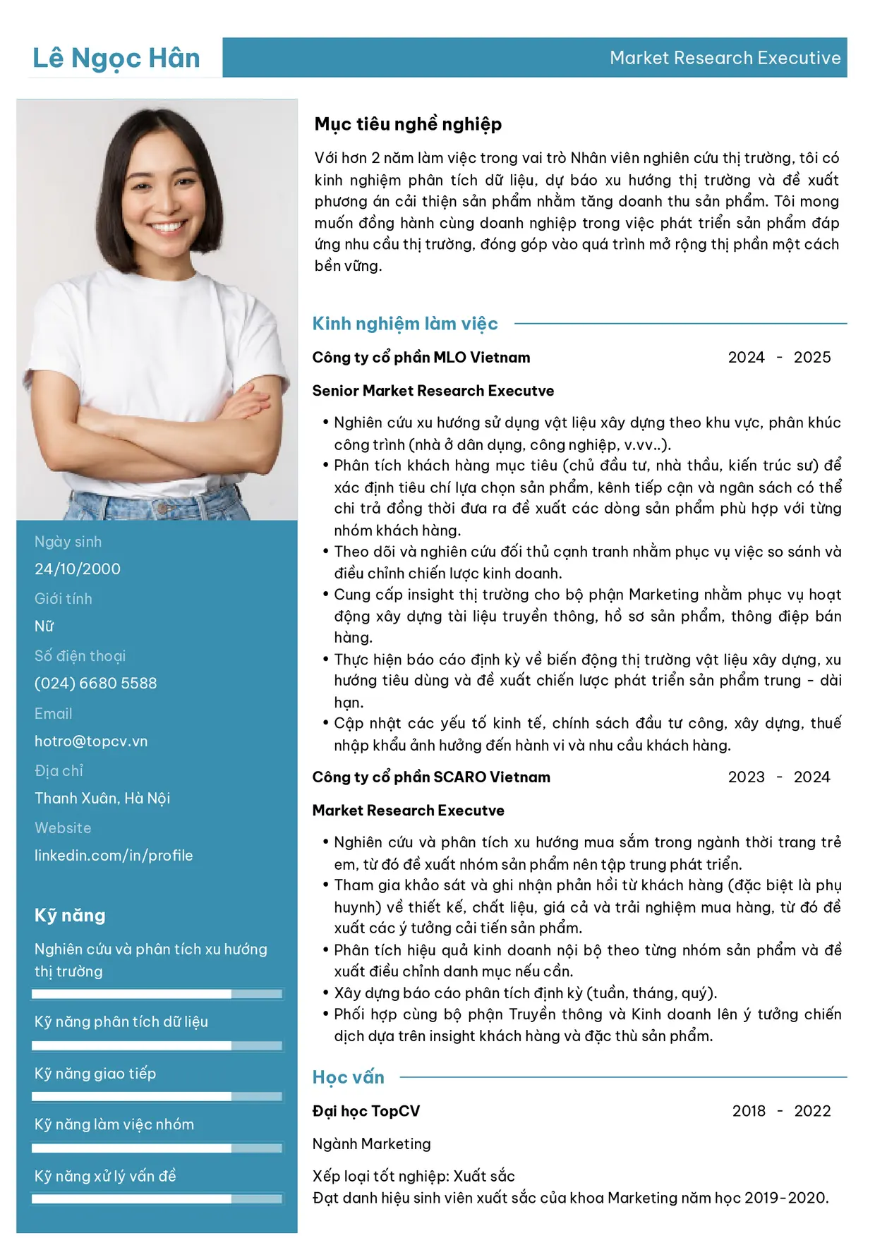Mẫu CV xin việc Market Research