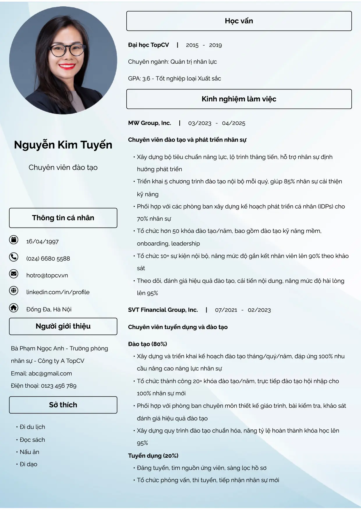 Mẫu CV xin việc Đam mê