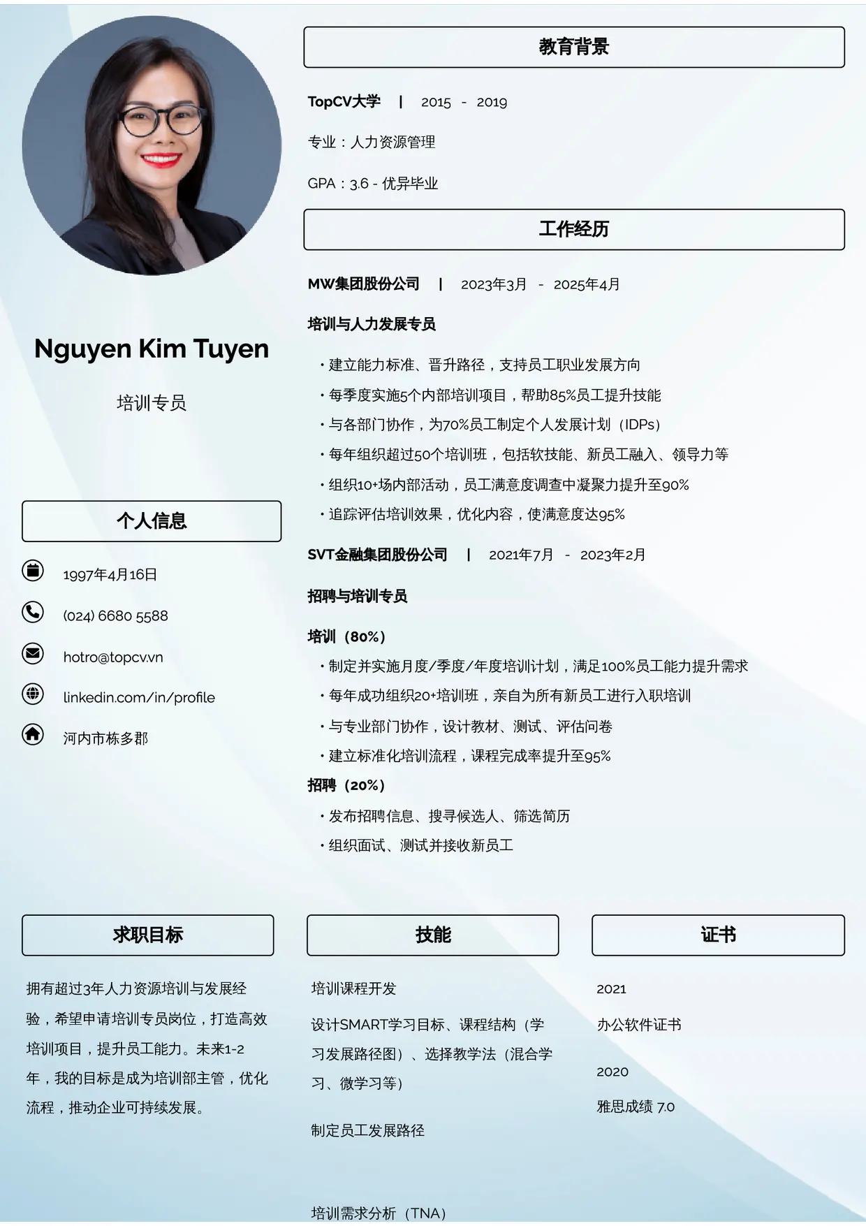 Mẫu CV Đam mê