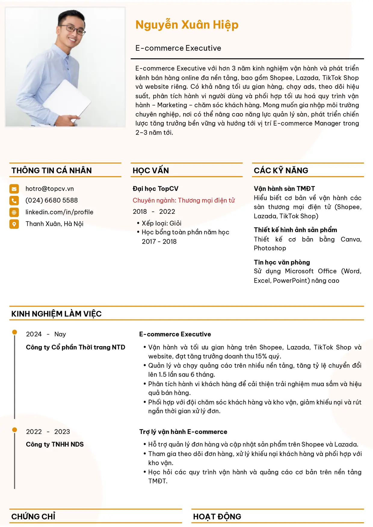 Mẫu CV E-commerce Executive style Thanh lịch