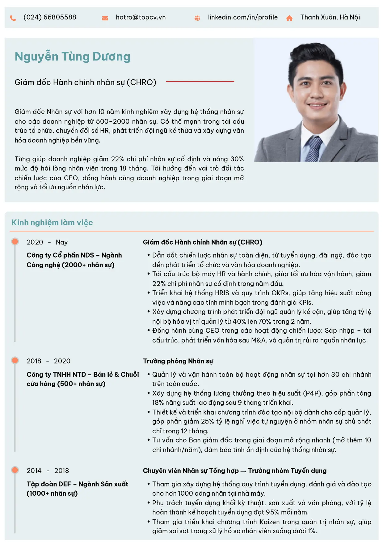 Mẫu CV Giám đốc hành chính nhân sự style Trang trọng