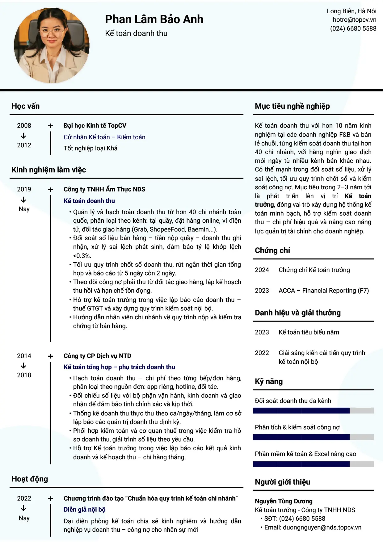 Mẫu CV Kế toán doanh thu style Dòng Thời Gian