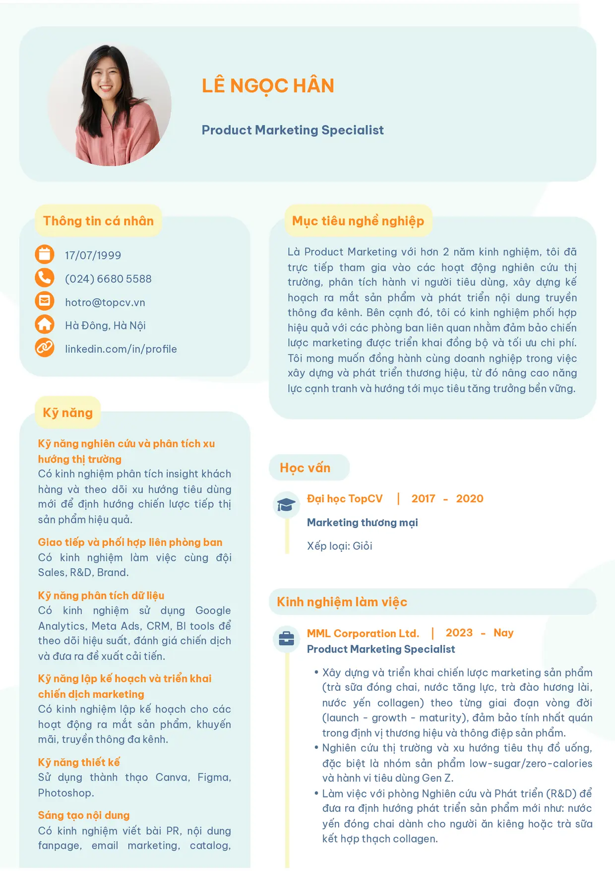 Mẫu CV Product Marketing style Basic 3