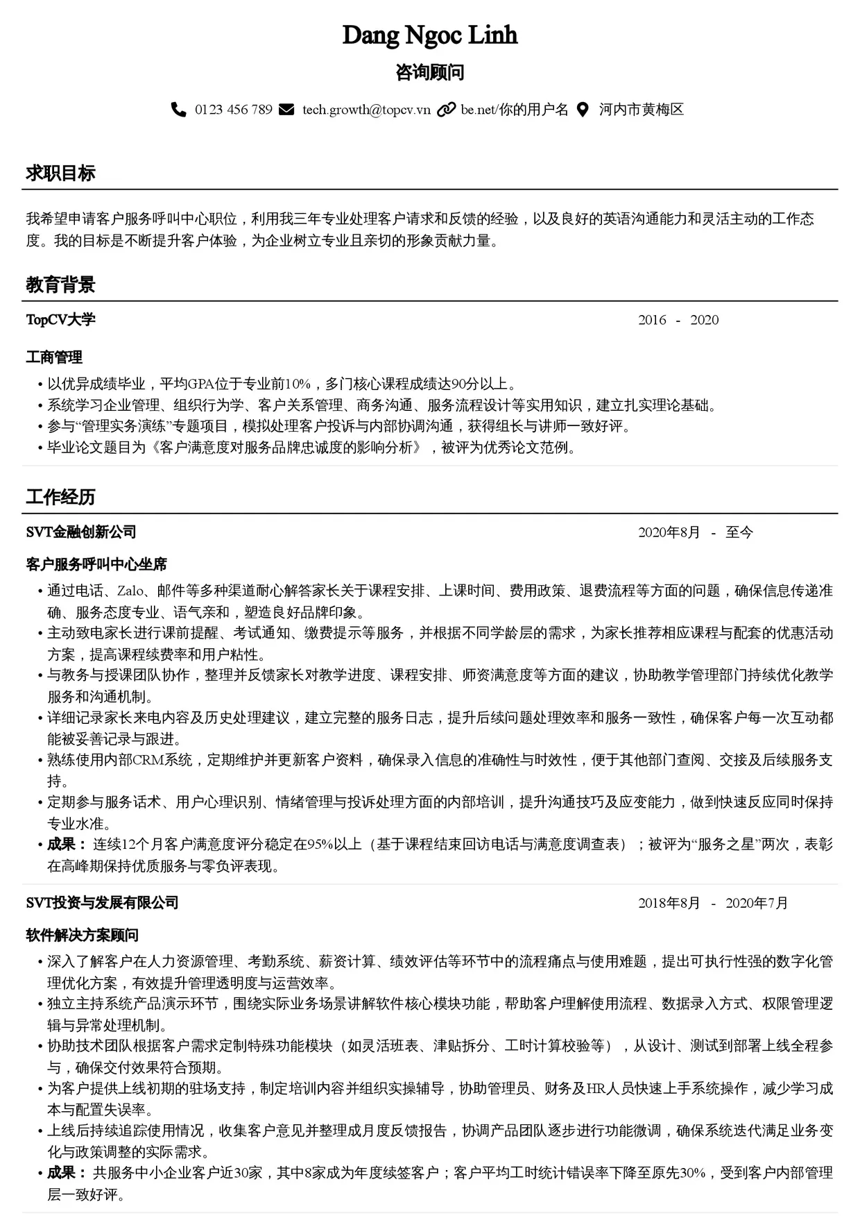 Mẫu CV Senior