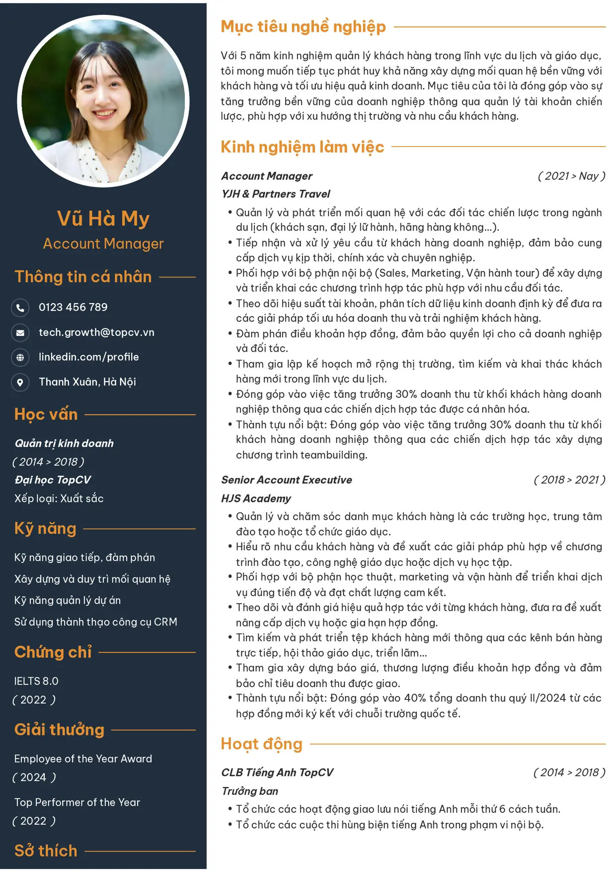 Mẫu CV xin việc Tham vọng 1