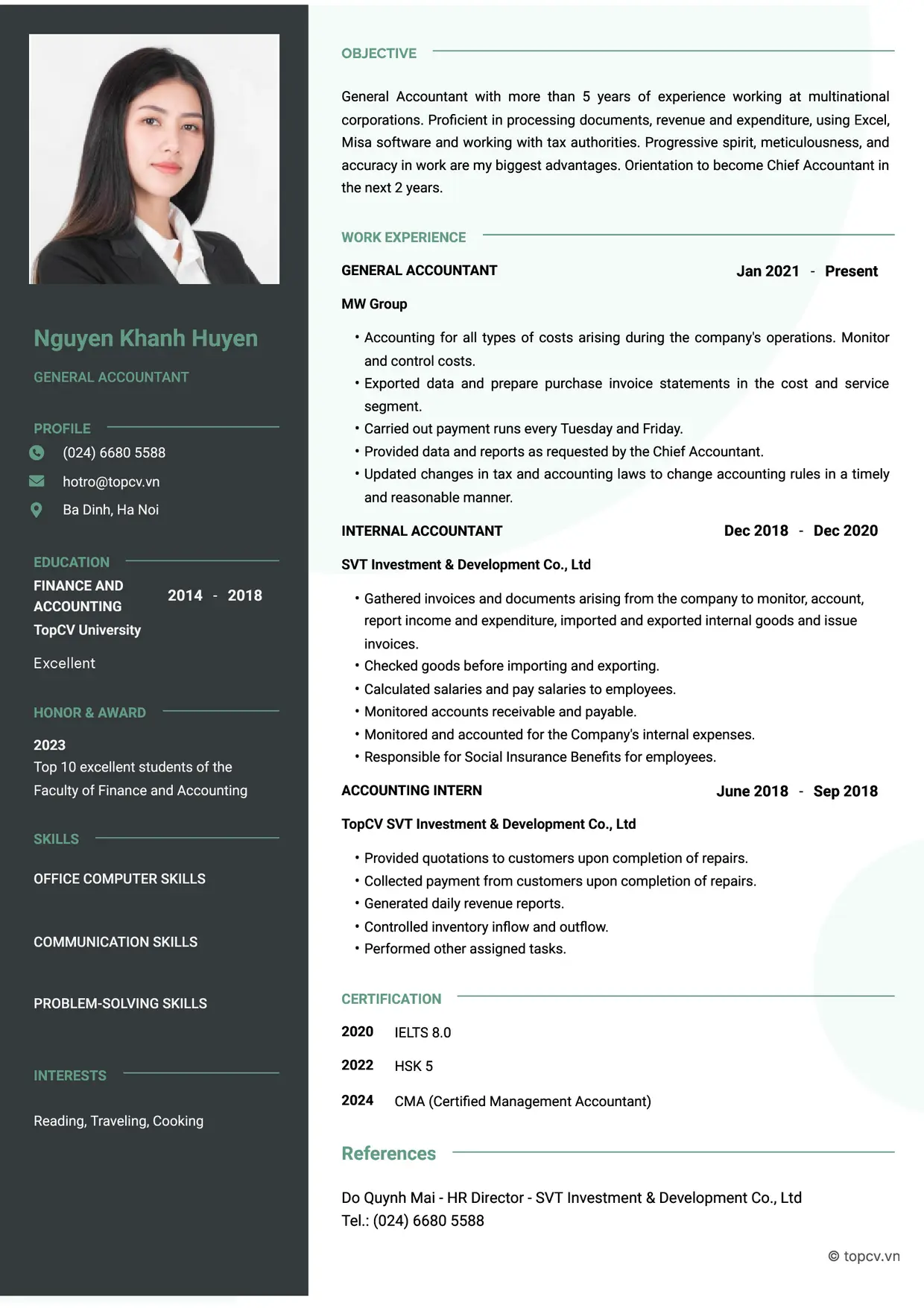 Mẫu CV xin việc Nhân viên kế toán